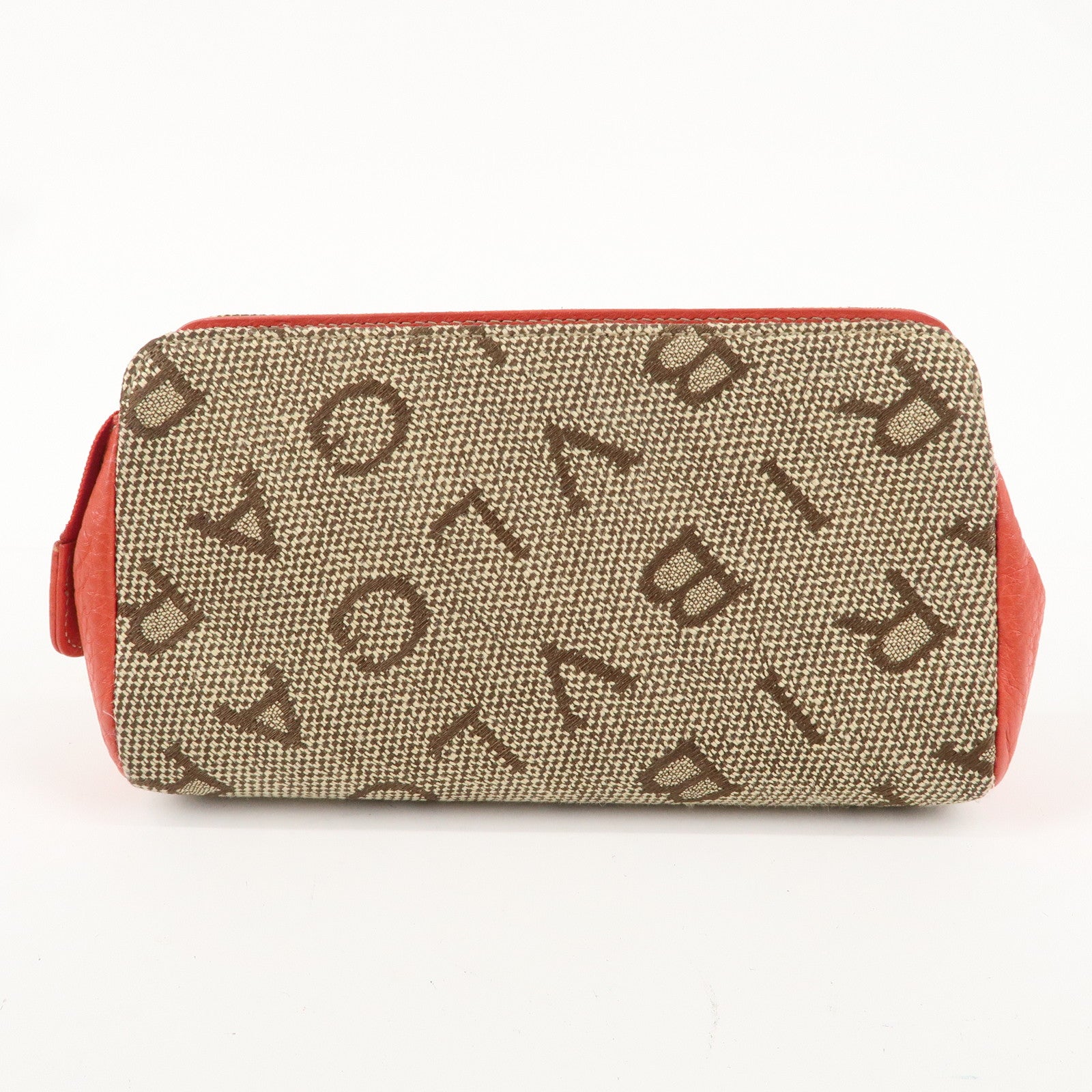 BVLGARI Canvas Leather Logomania Pouch Beige Red