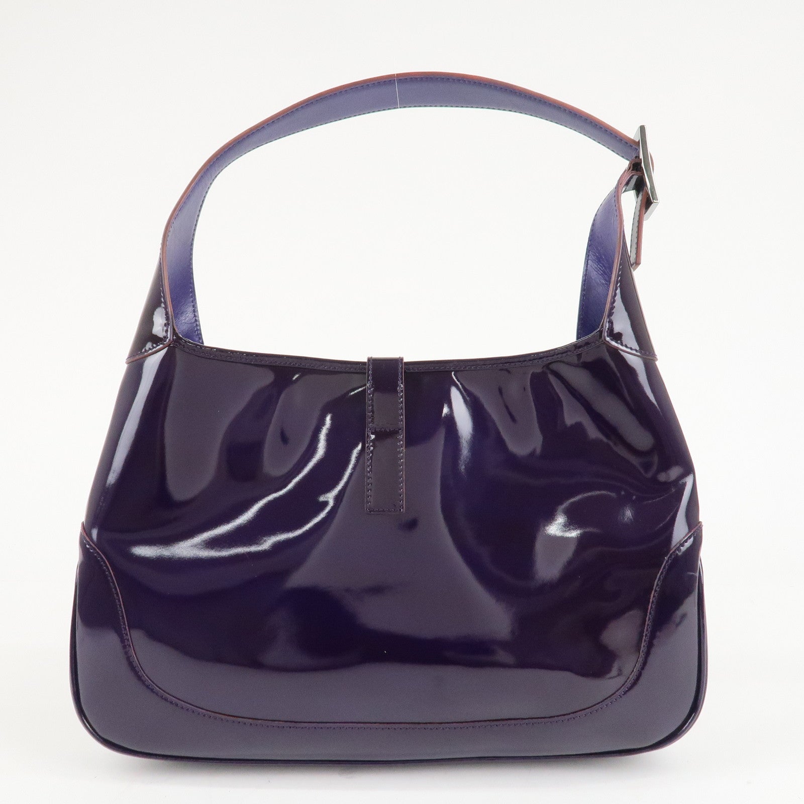 GUCCI Jackie Patent Leather Shoulder Bag Purple 001.3306 Used