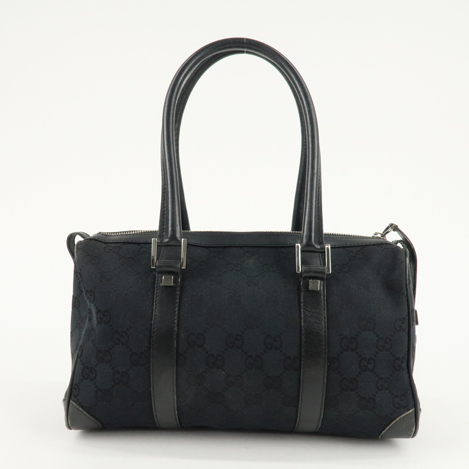 GUCCI GG Canvas Leather Mini Boston Bag Black Used