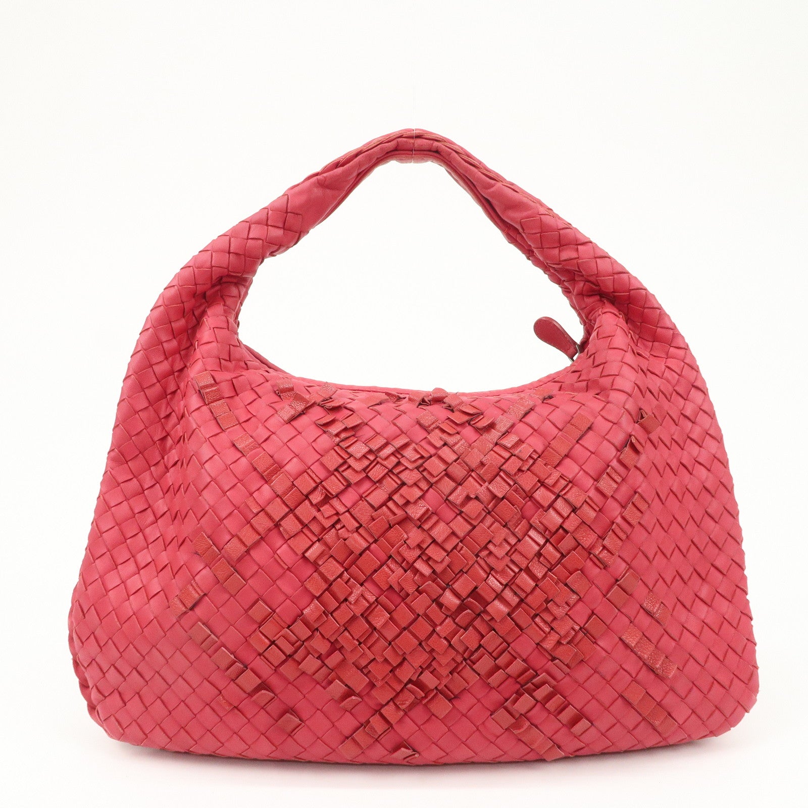 BOTTEGA VENETA Hobo Intrecciato Leather Shoulder Bag Pink 115653