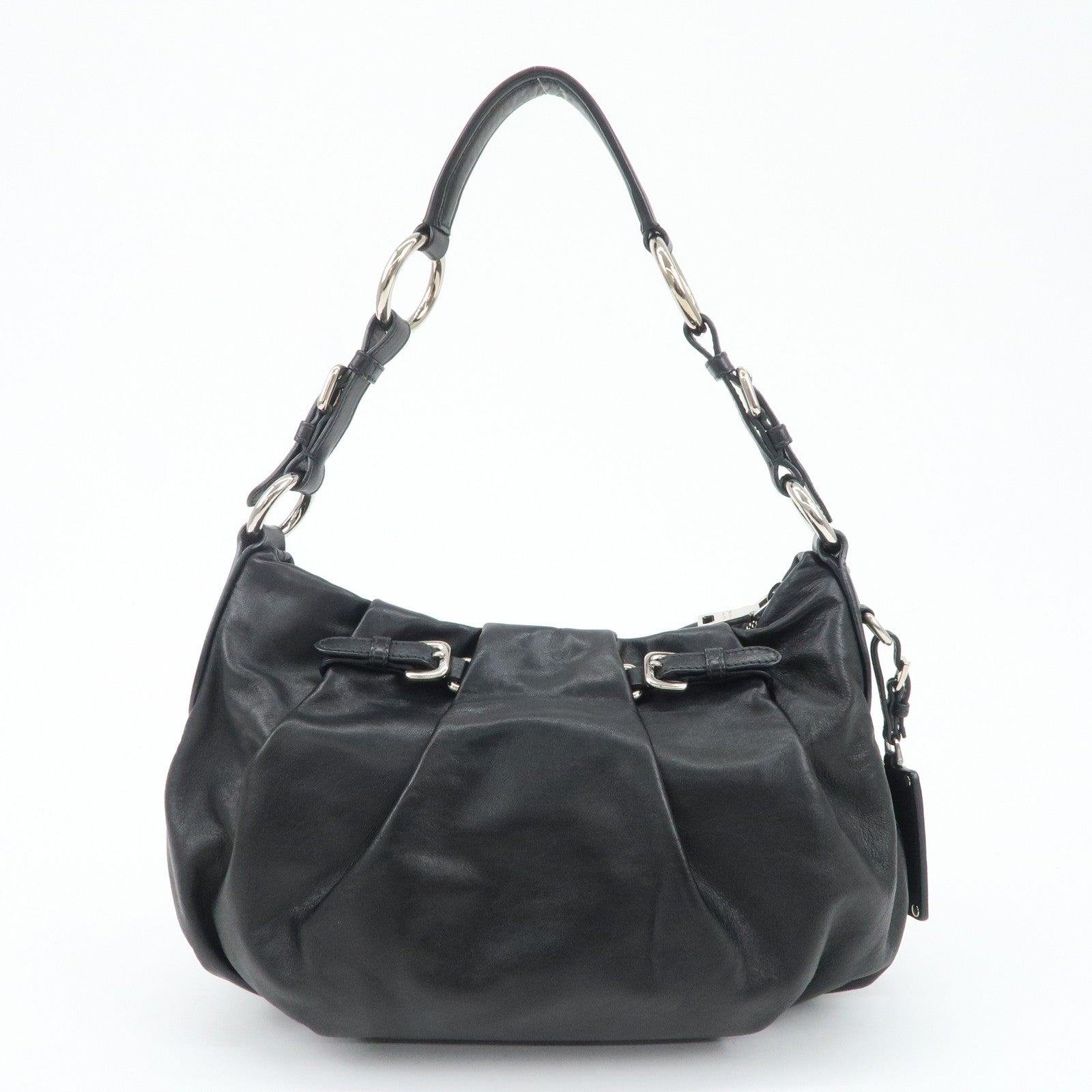 PRADA Soft Calf Leather Shoulder Bag Black BR3795