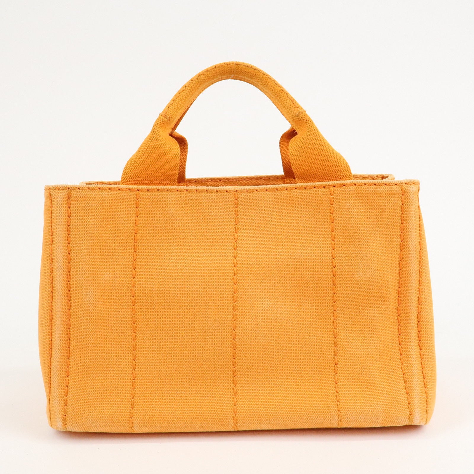 PRADA Logo Canapa Mini Canvas Tote Bag Hand Bag Orange BN2439