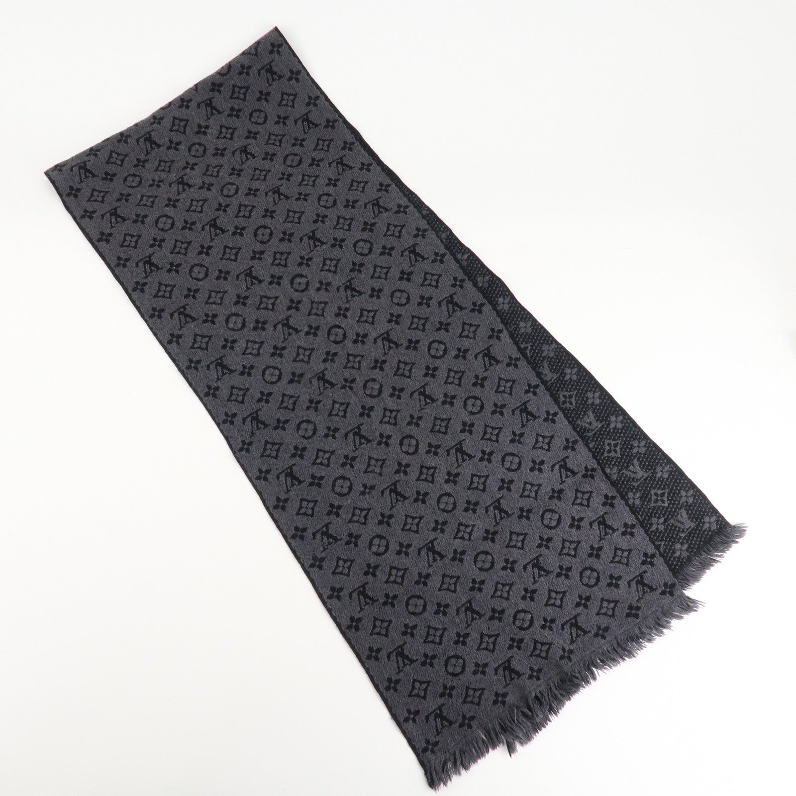 Louis Vuitton Monogram Echarpe Classic 100% Wool Knit Scarf M78526 Used