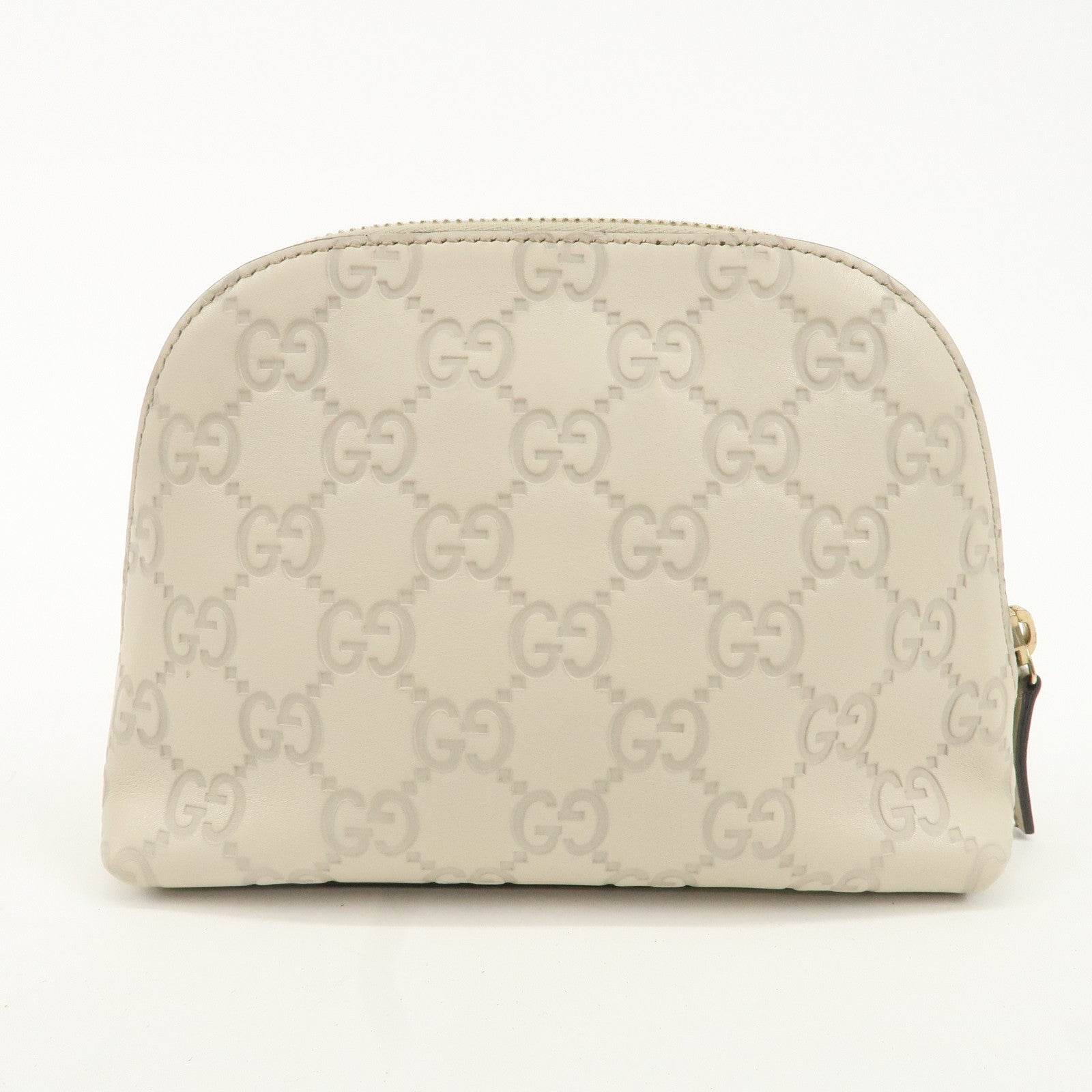 GUCCI Guccissima Leather Pouch Cosmetic POuch Ivory 141810 Used