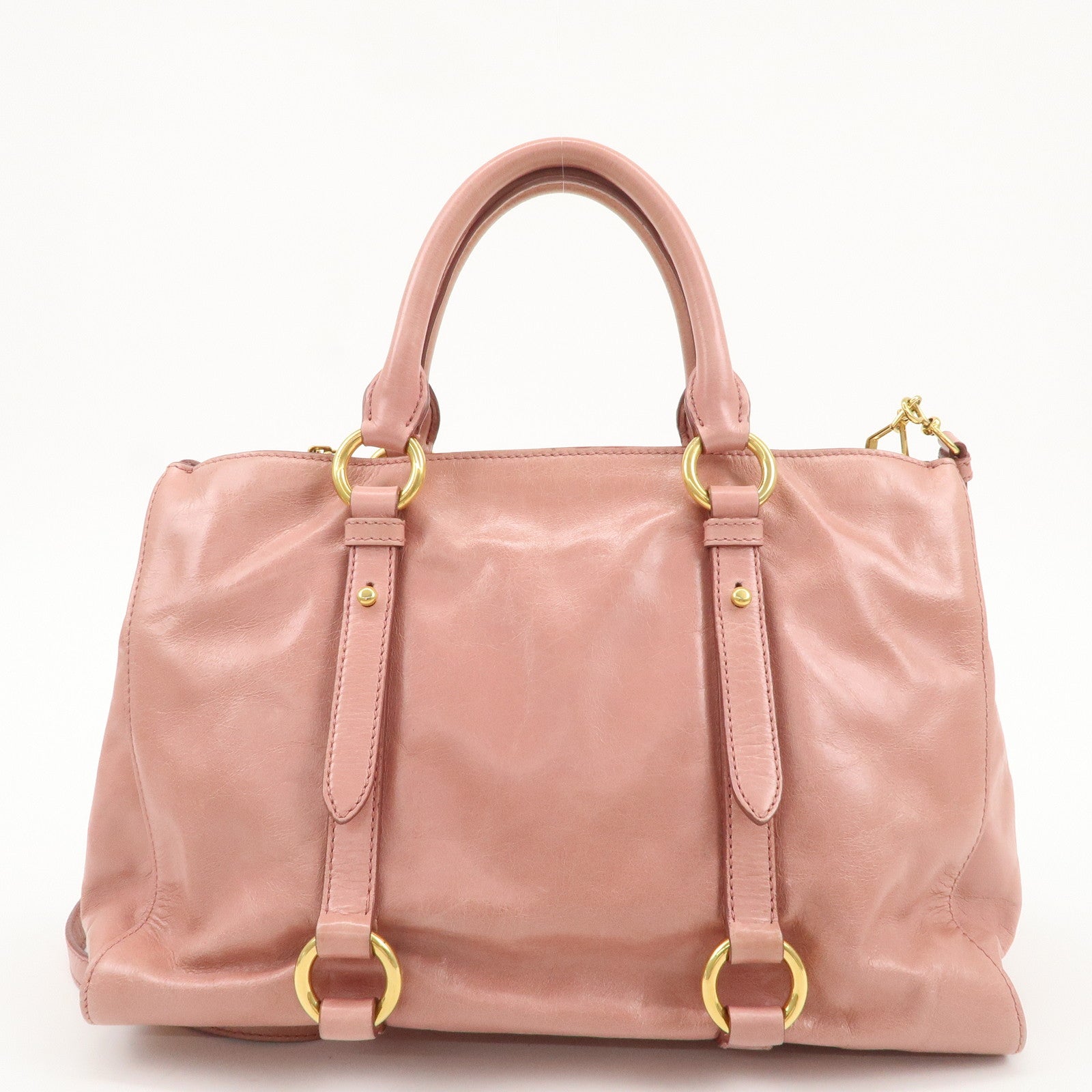 MIU MIU Leather 2 Way Hand Bag Shoulder Bag Pink RN1037 Used