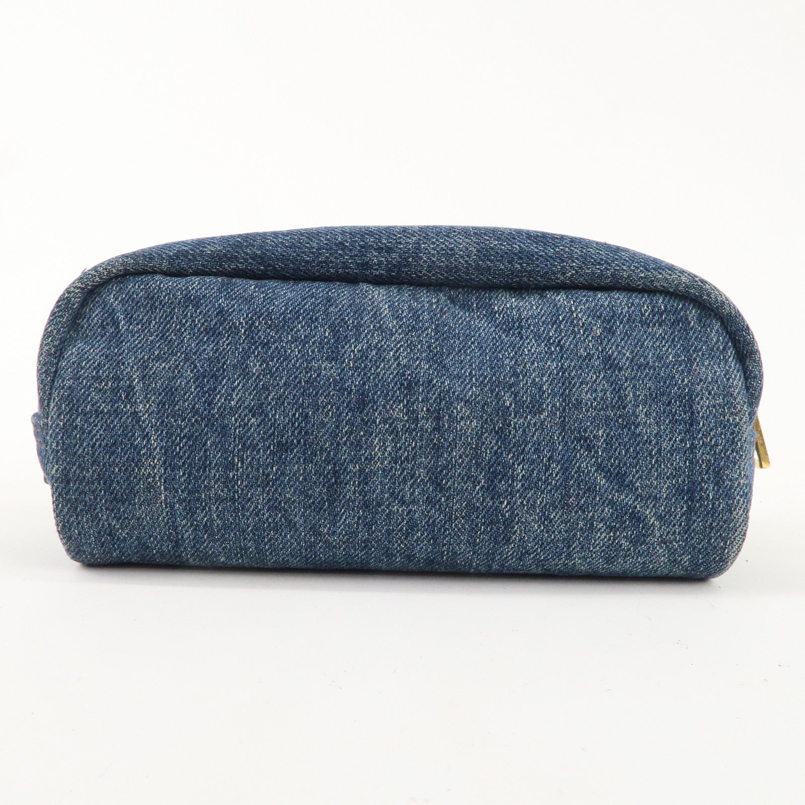 PRADA Logo Denim Cosmetic Pouch Blue