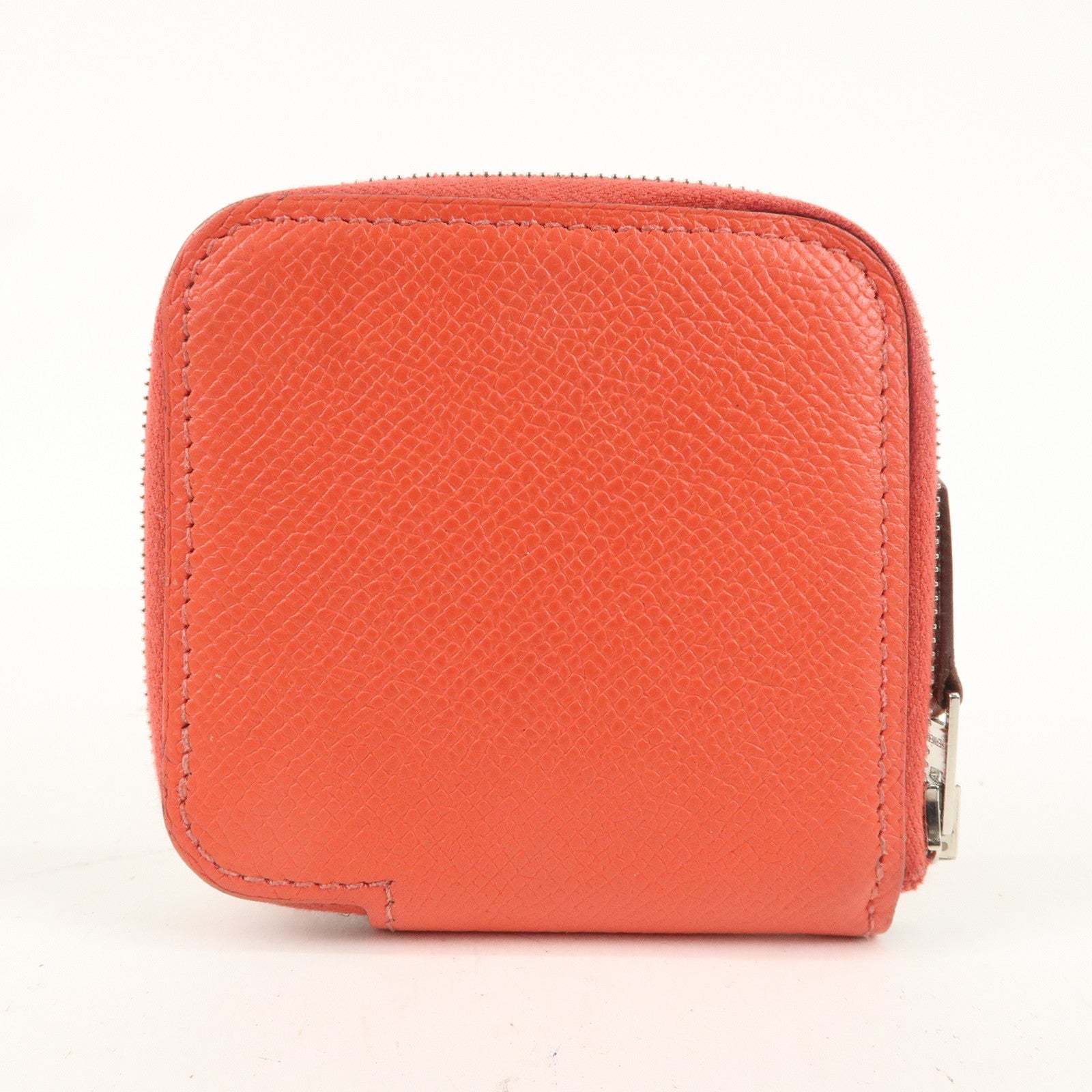 HERMES Leather Azap Silkin Coin Case X Engraved Red