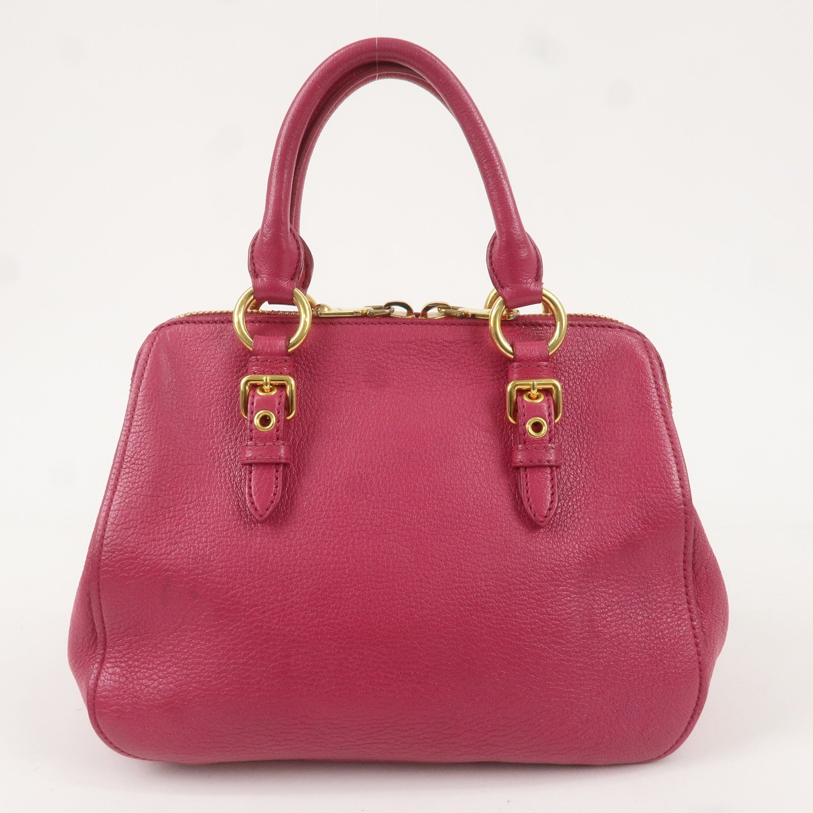 MIU MIU Leather 2WAY Boston Bag Hand Bag Shoulder Bag Pink