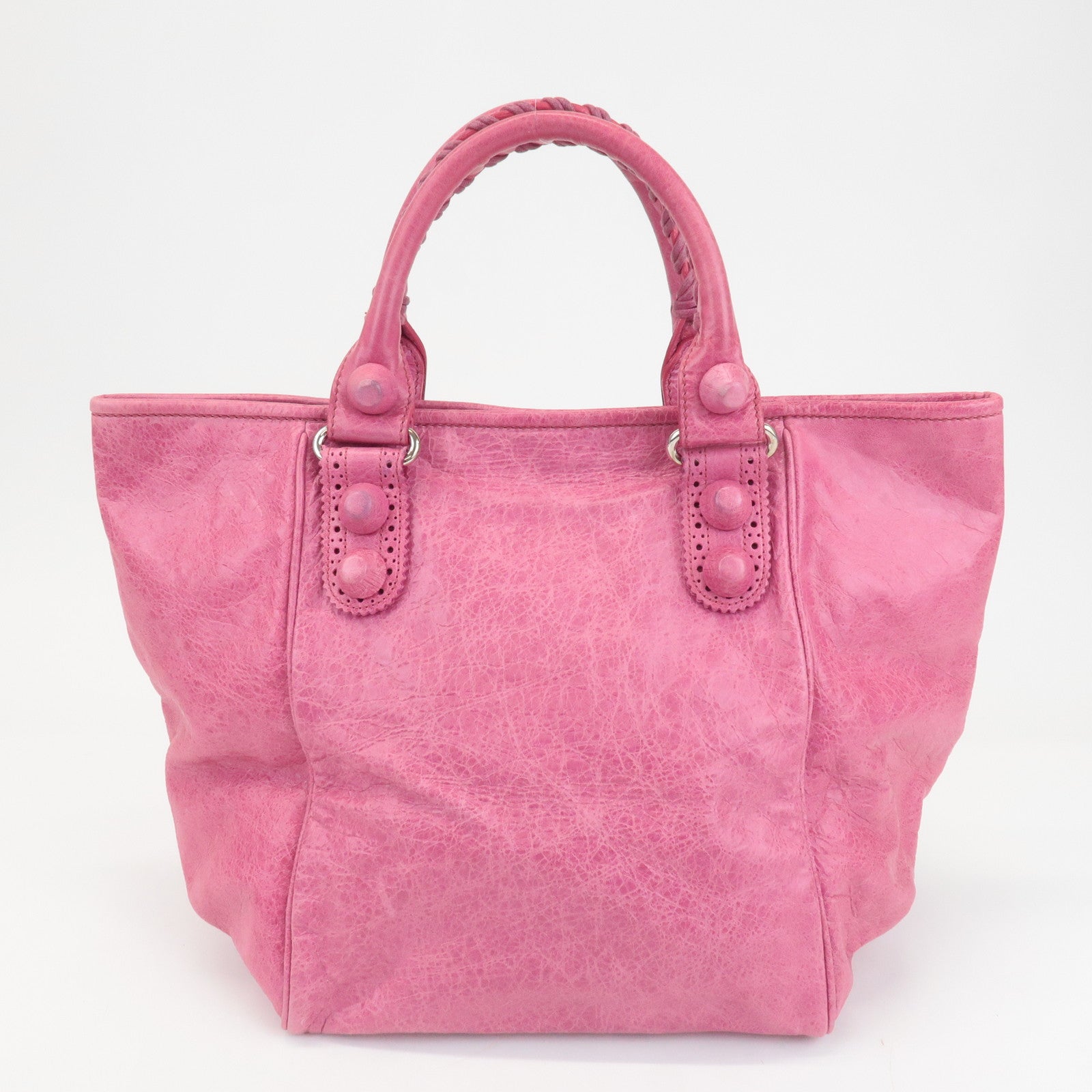 BALENCIAGA The Giant Sunday Leather Shoulder Bag Pink 235222