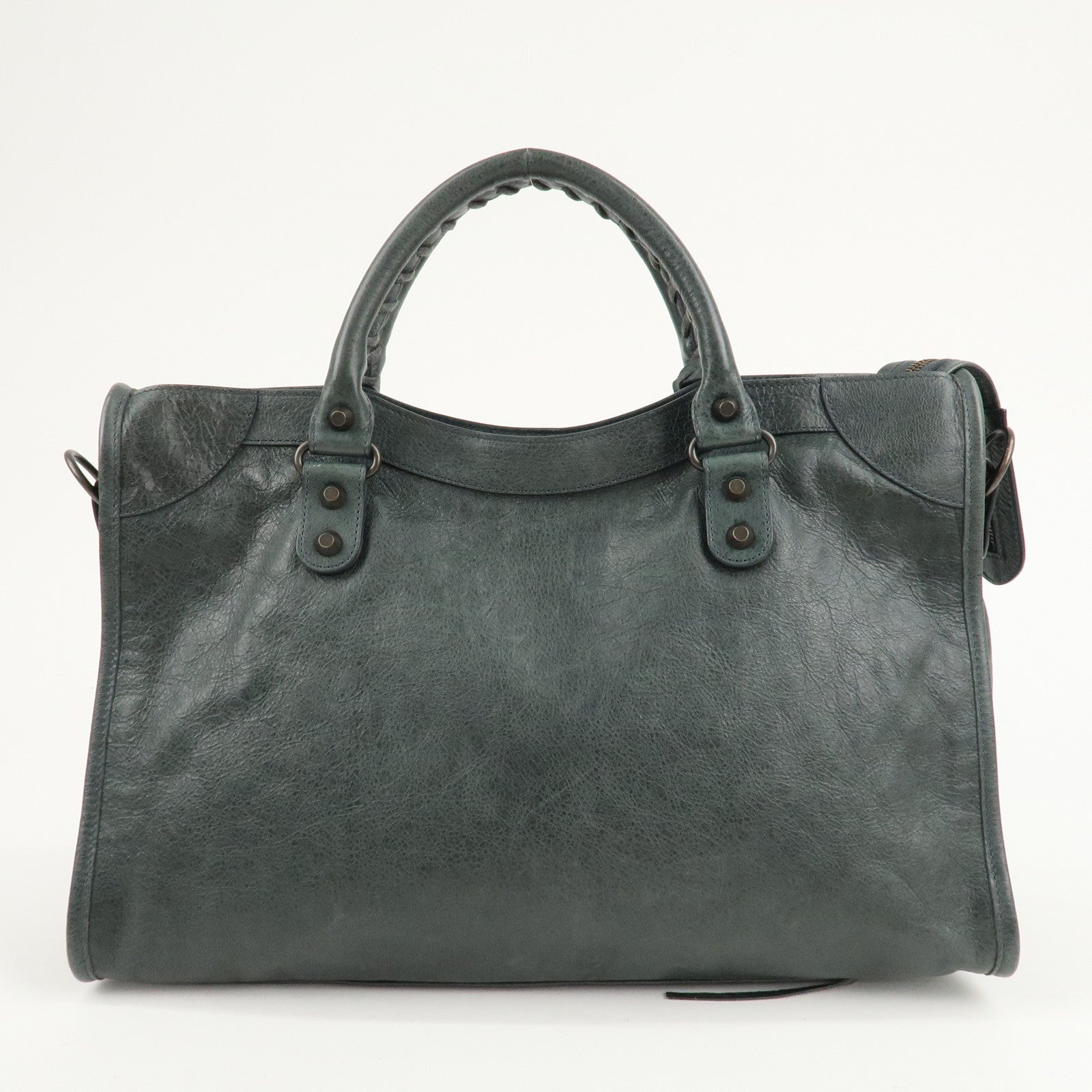 BALENCIAGA The City Leather 2Way Shoulder Bag Gray 115748