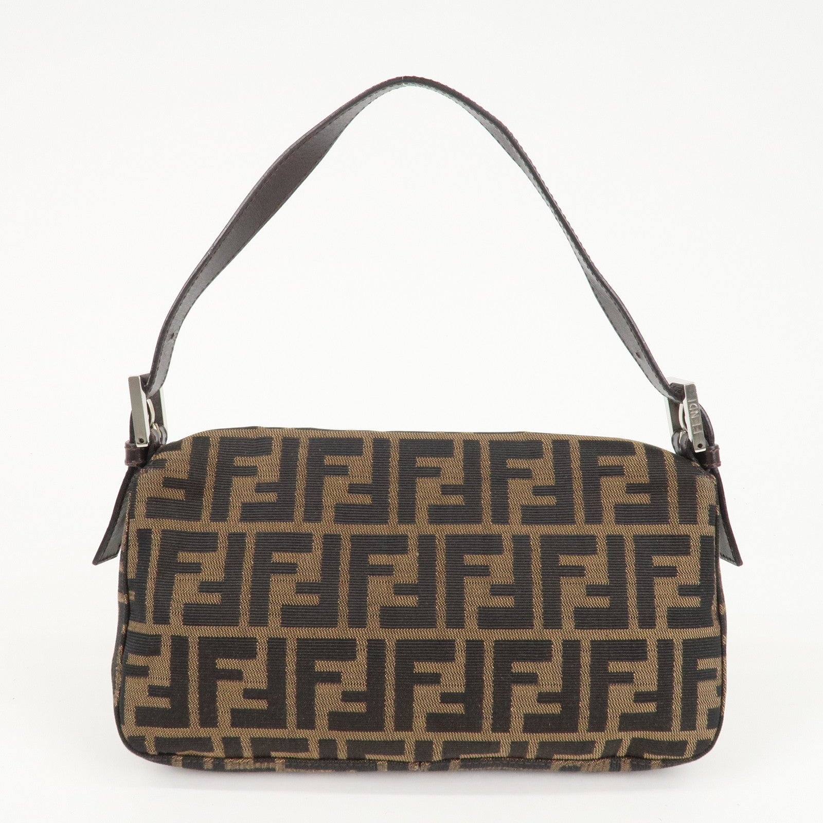 FENDI Mamma Baguette Zucca Canvas Shoulder Bag Brown Black 26424 Used