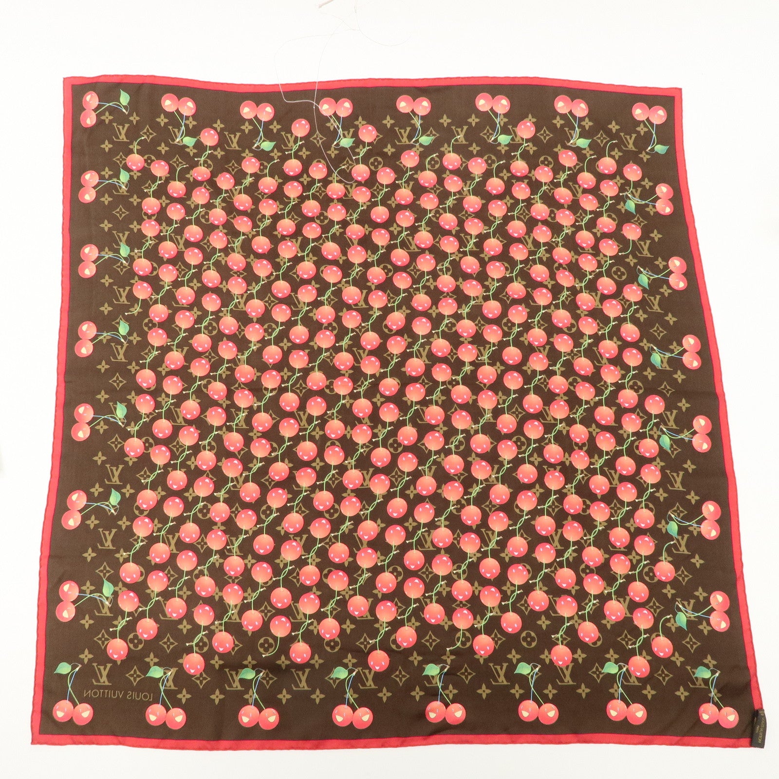 Louis Vuitton Monogram Cherry Silk 100% Scarf M71962 Used