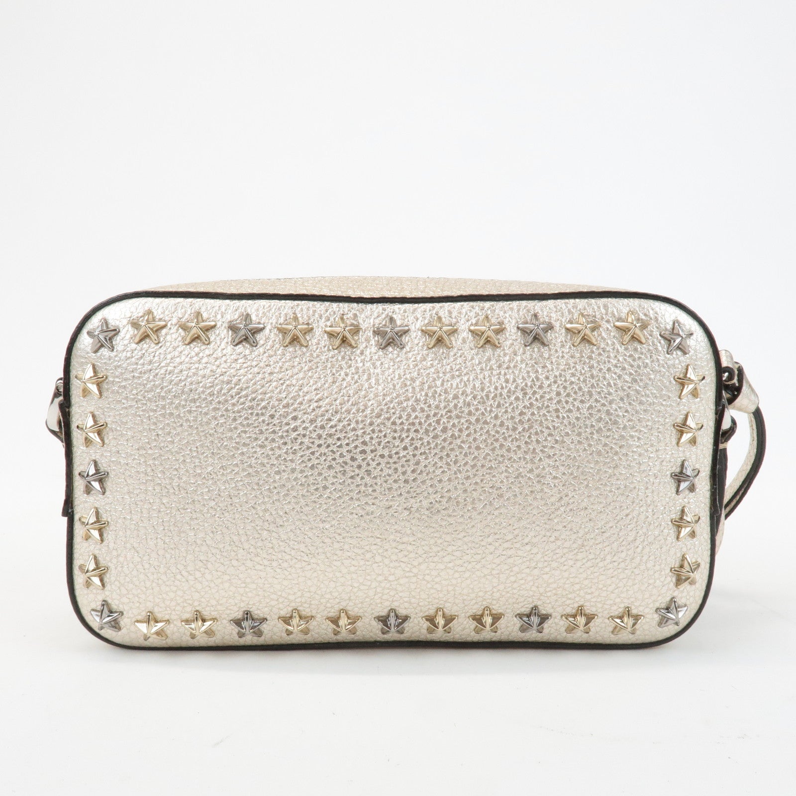 JIMMY CHOO Leather Studs Small Shoulder Bag Silver