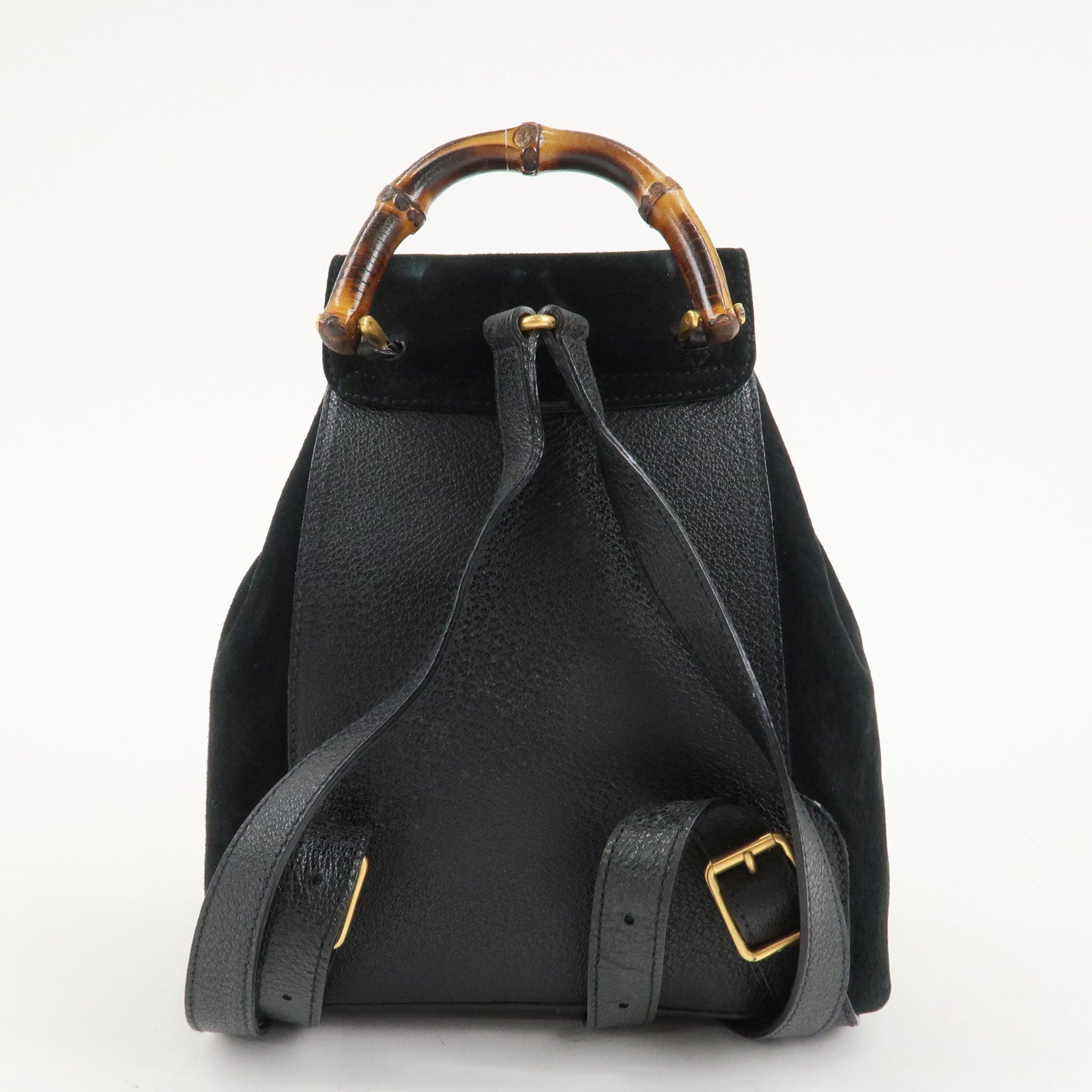 GUCCI Bamboo Suede Leather Mini Backpack Black 003.1705.0030