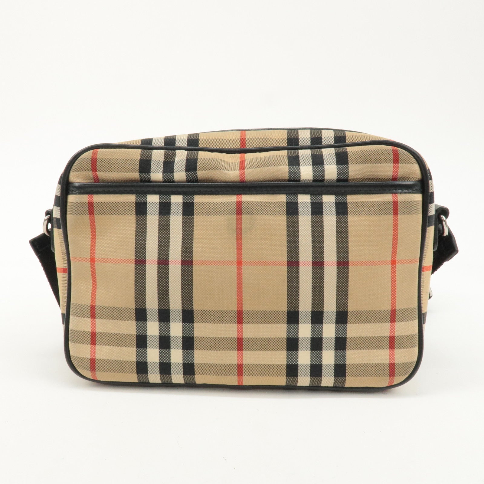 BURBERRY Nova Plaid Canvas Leather Shoulder Bag Beige