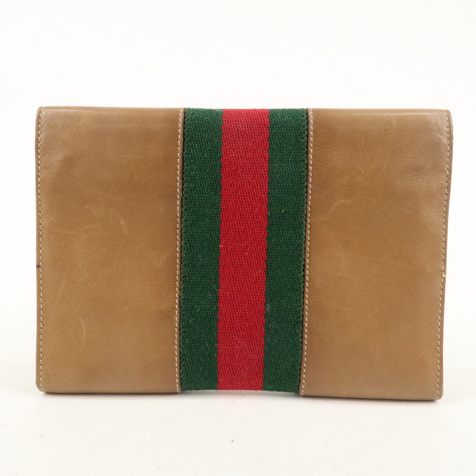 GUCCI Old Gucci Sherry Leather Trifold Wallet Beige