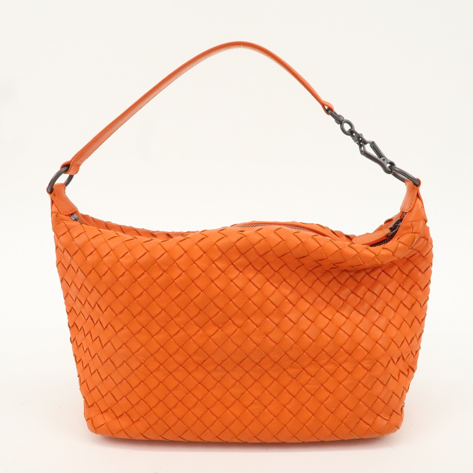 BOTTEGA VENETA Intrecciato Leather Shoulder Bag Orange 239988