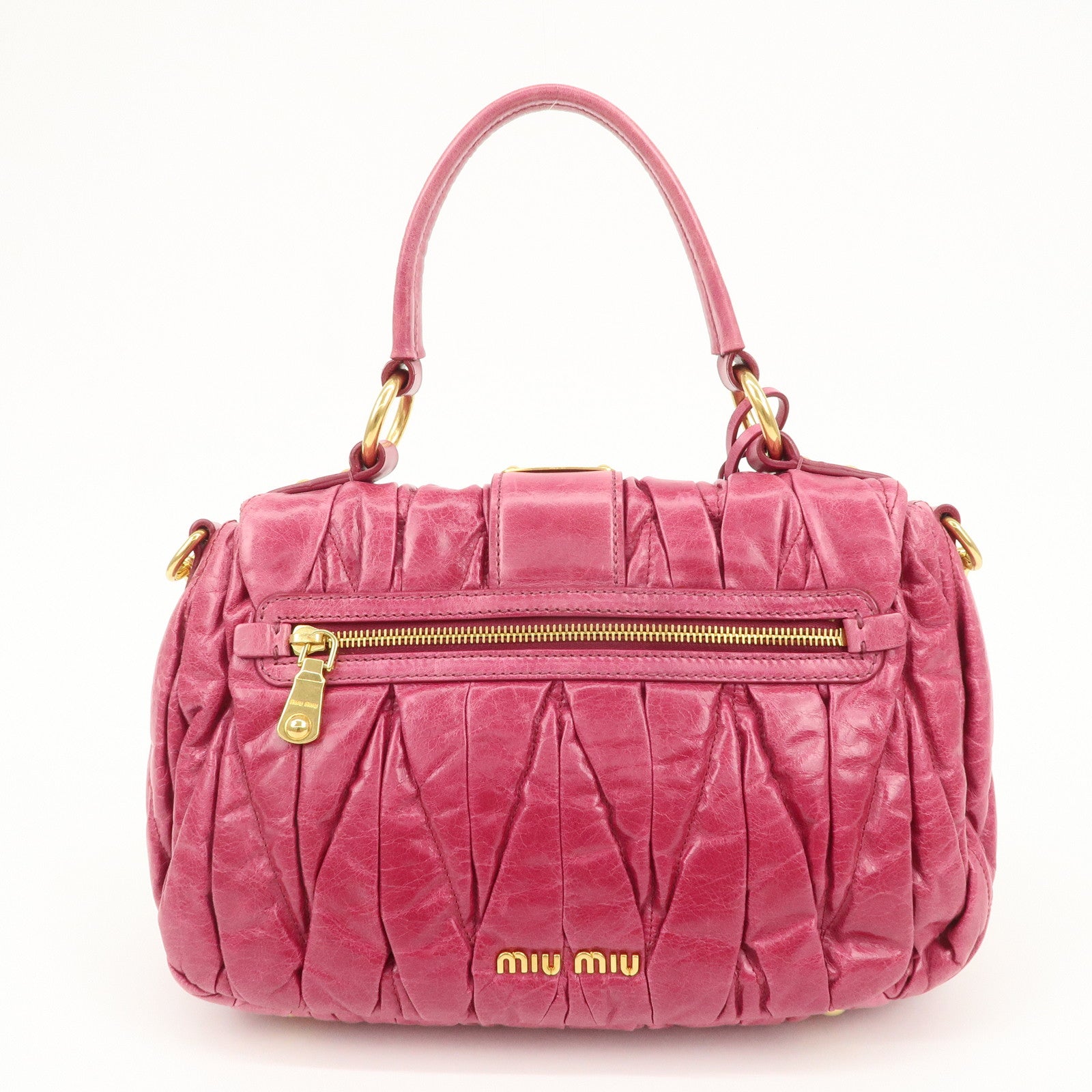 MIU MIU Matelasse Leather 2Way Bag Shoulder Bag Hand Bag Pink Used