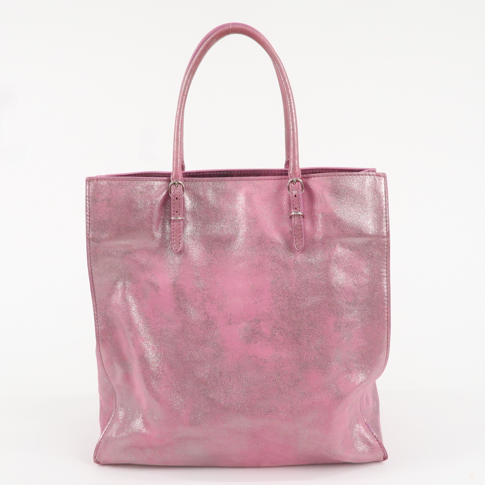 BALENCIAGA The Paper Leather Tote Bag Metallic Pink 255412