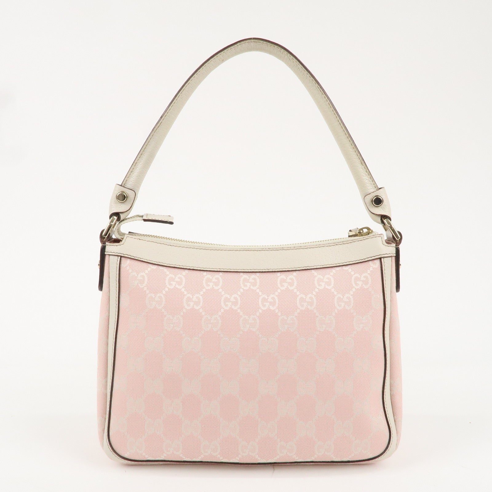 GUCCI GG Canvas Leather Hand Shoulder Bag Pink Ivory 146244