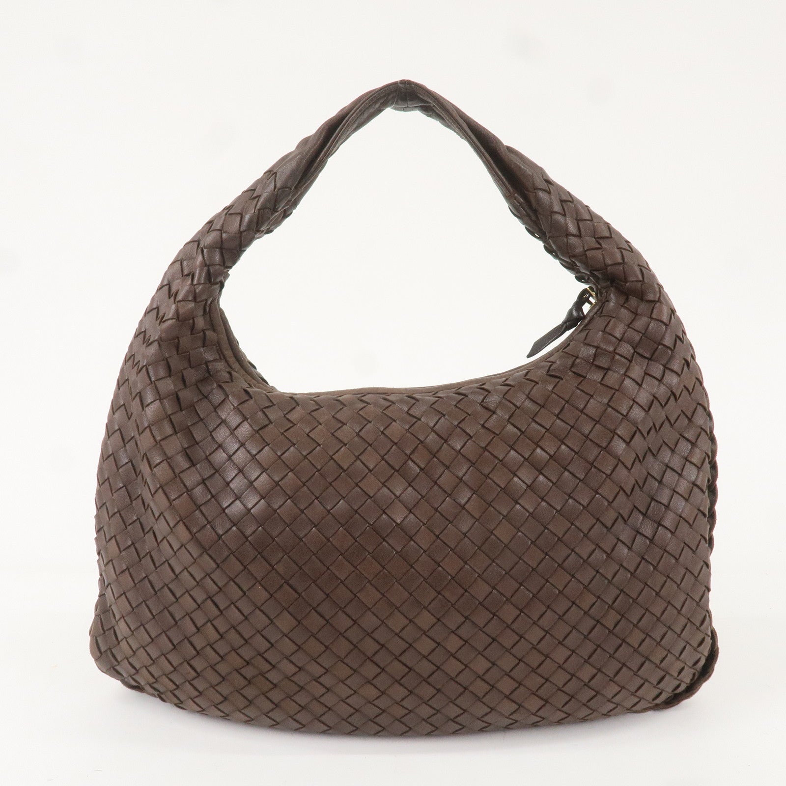 BOTTEGA VENETA Hobo Intrecciato Leather Shoulder Bag Brown 115653