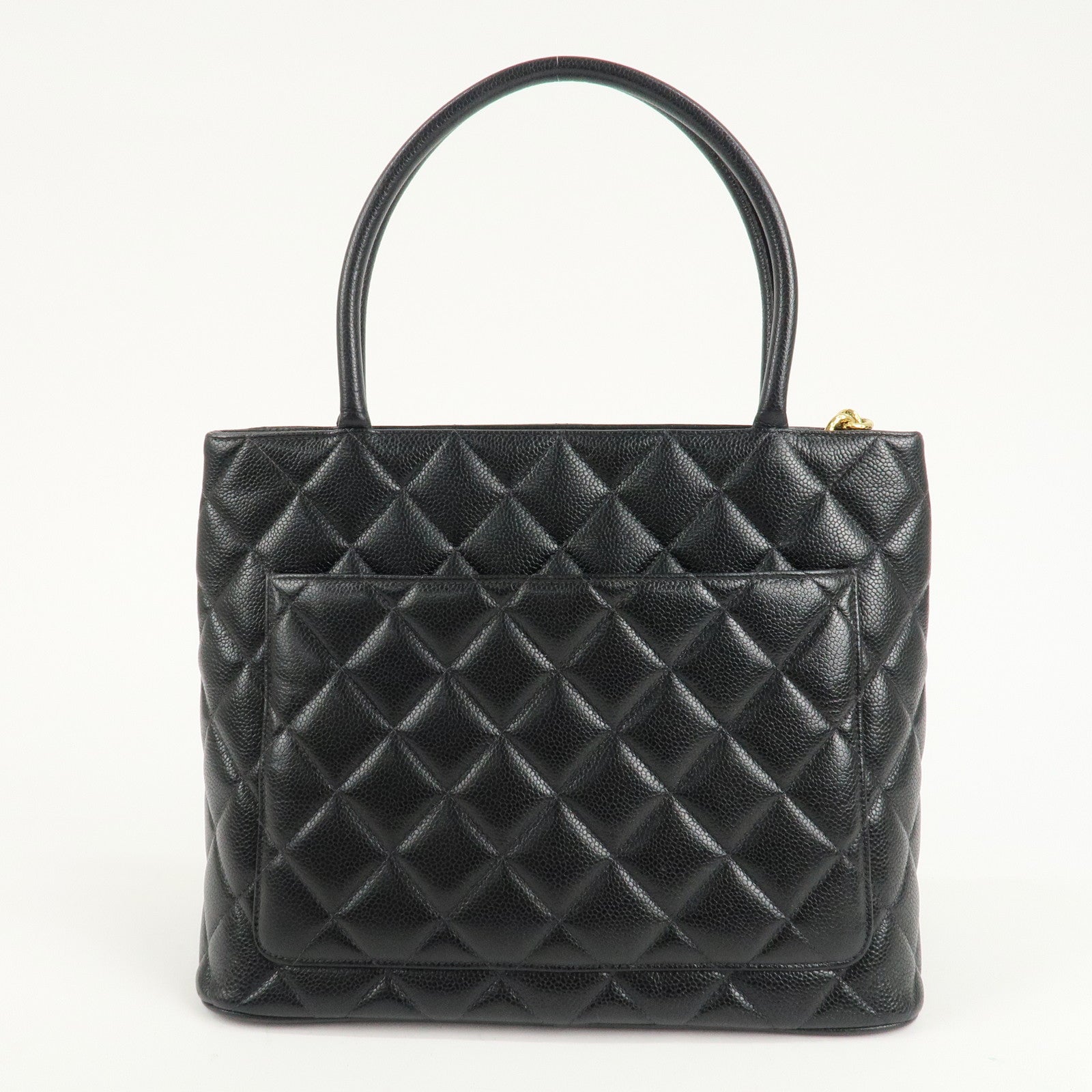 CHANEL Caviar Skin Matelasse Tote Bag Hand bag Black A01804