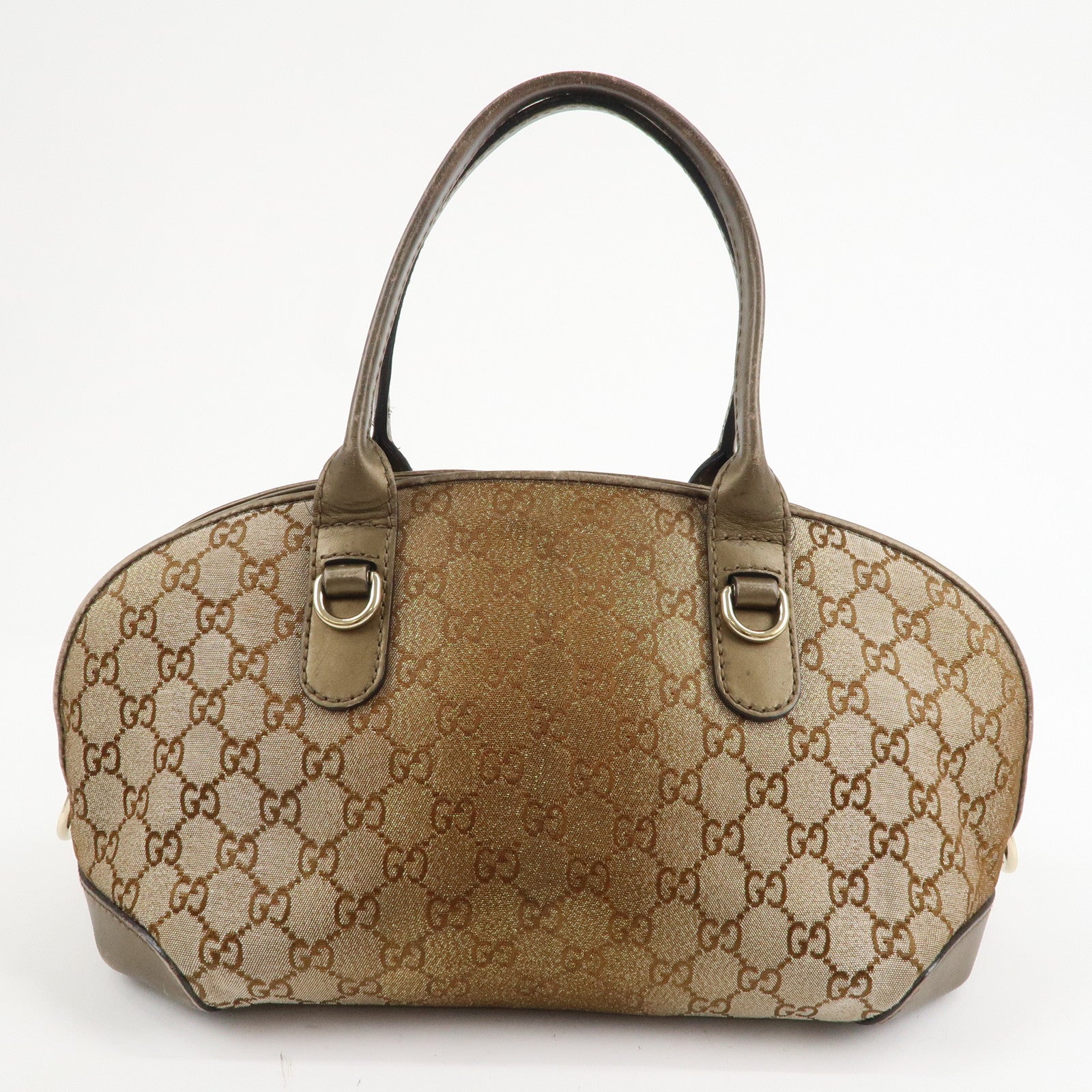 GUCCI Heartbit GG Canvas Leather 2Way Hand Bag Beige Bronze 269955 Used