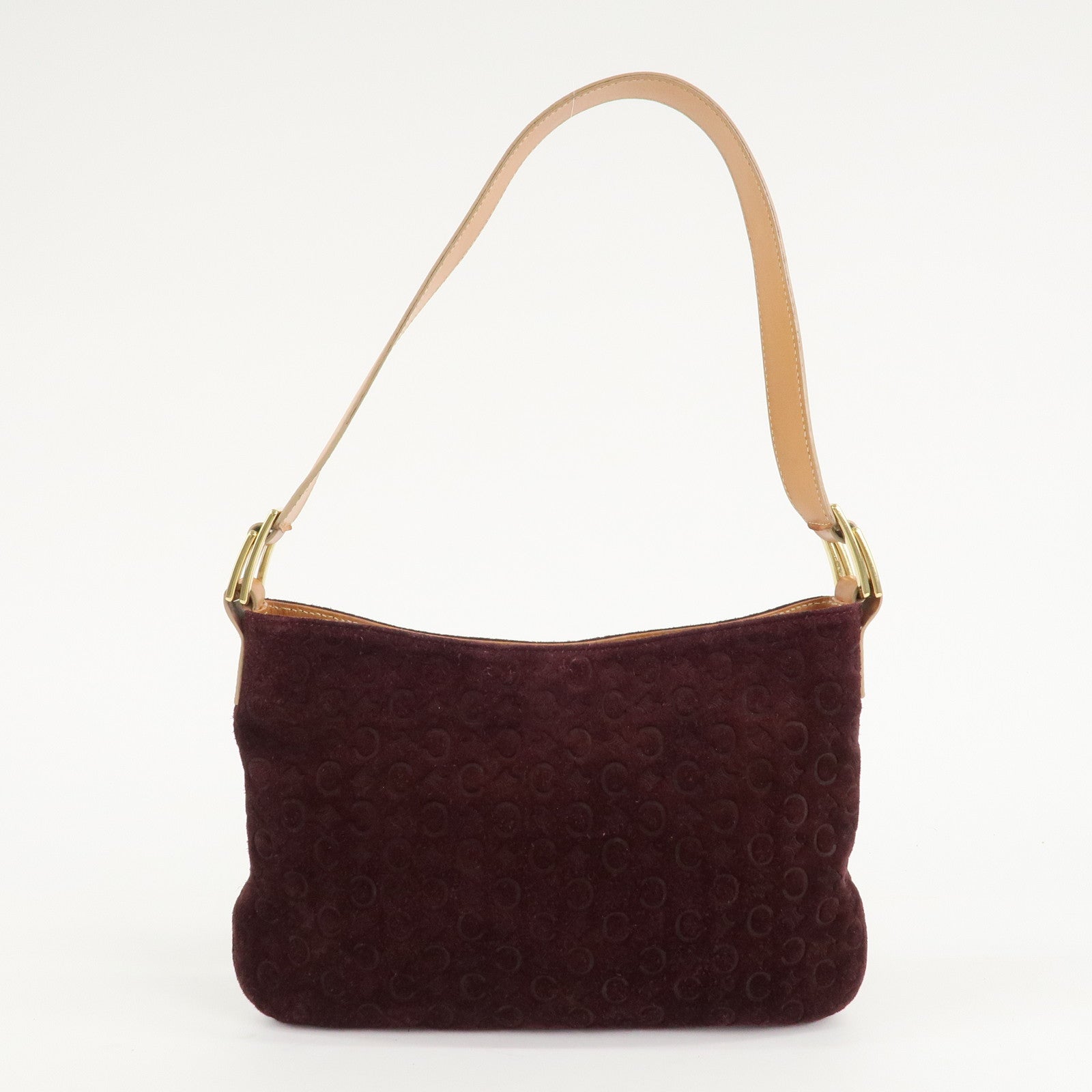 CELINE Suede Shoulder Bag Wine Beige MC00/2