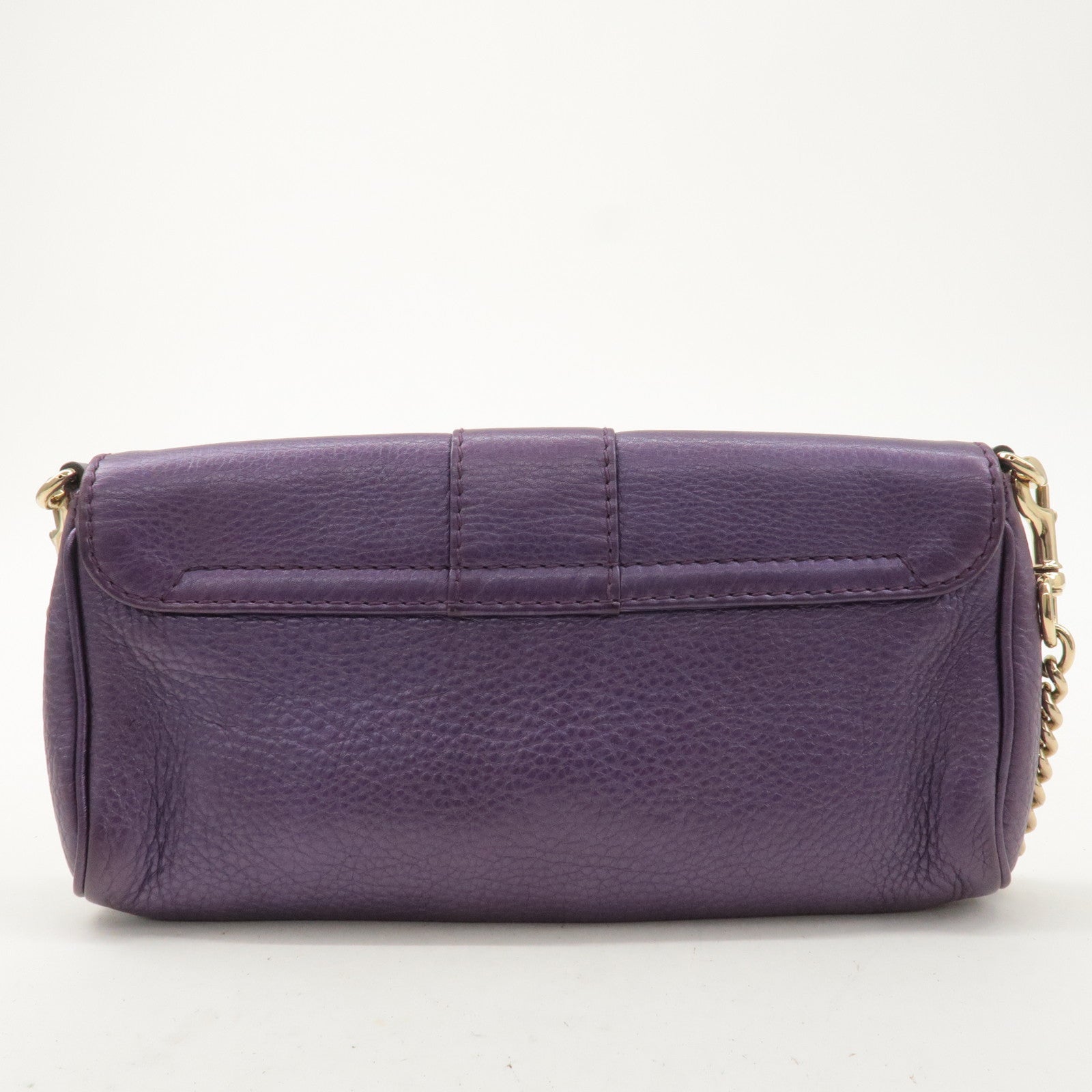 GUCCI Leather Chain Shoulder Bag Clutch Bag Purple 268748