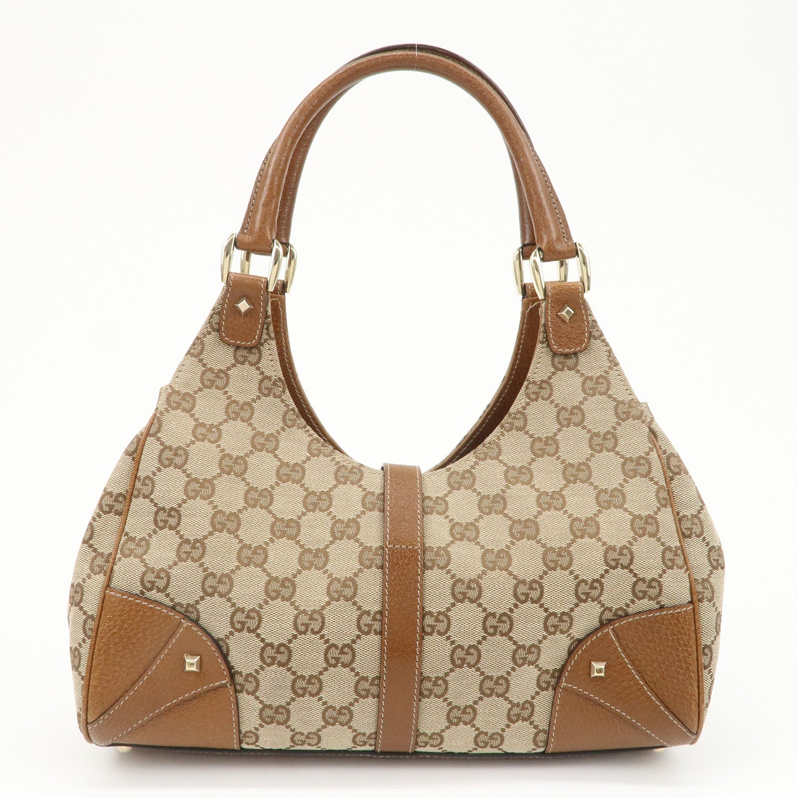 GUCCI New Jackie GG Canvas Leather Shoulder Bag Beige Brown 124407 Used