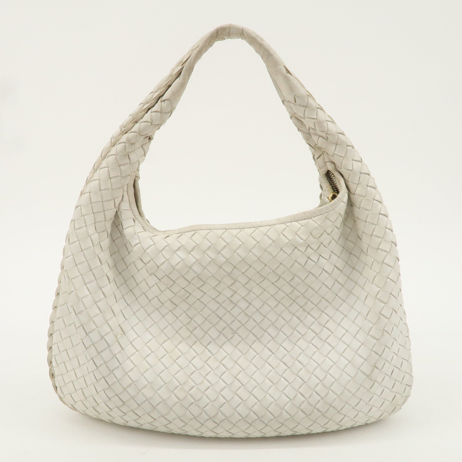 BOTTEGA VENETA Intrecciato Leather Shoulder Bag White 115653