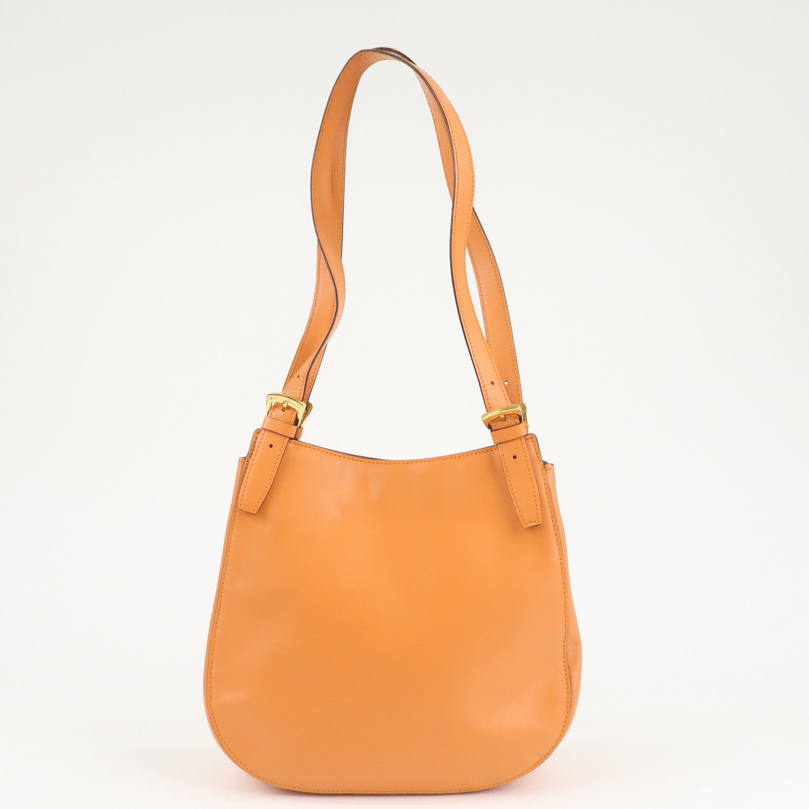 CELINE Leather Shoulder Bag Orange Used