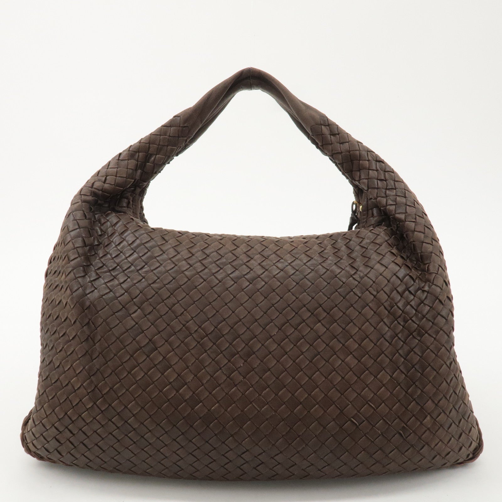 BOTTEGA VENETA Intrecciato Hobo Leather Shoulder Bag Brown 115654