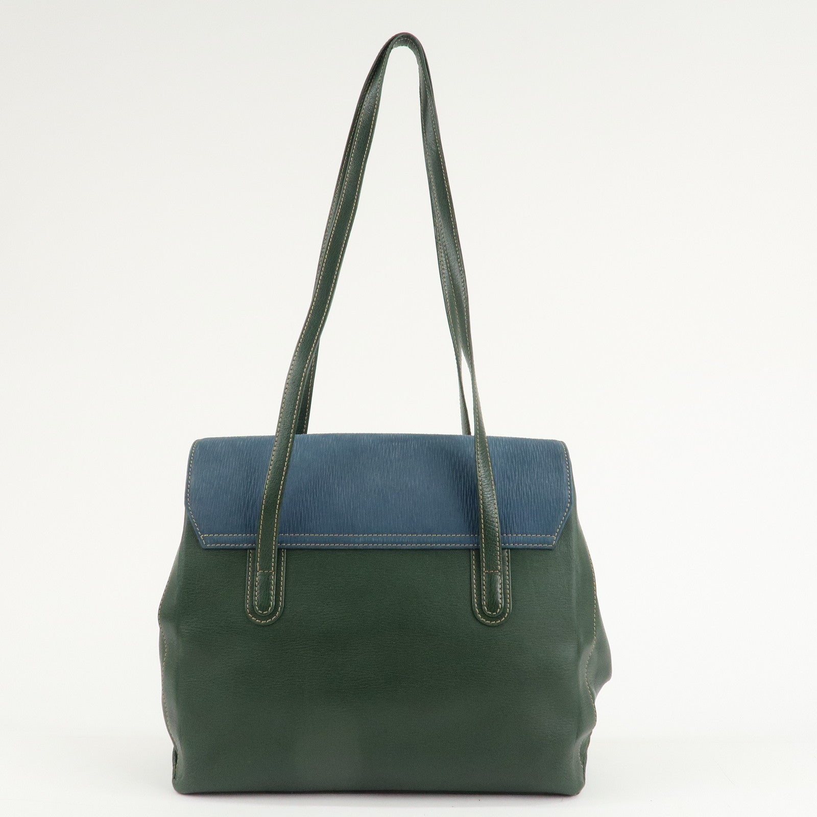 LOEWE Velazquez Suede Leather Shoulder Bag Green Blue