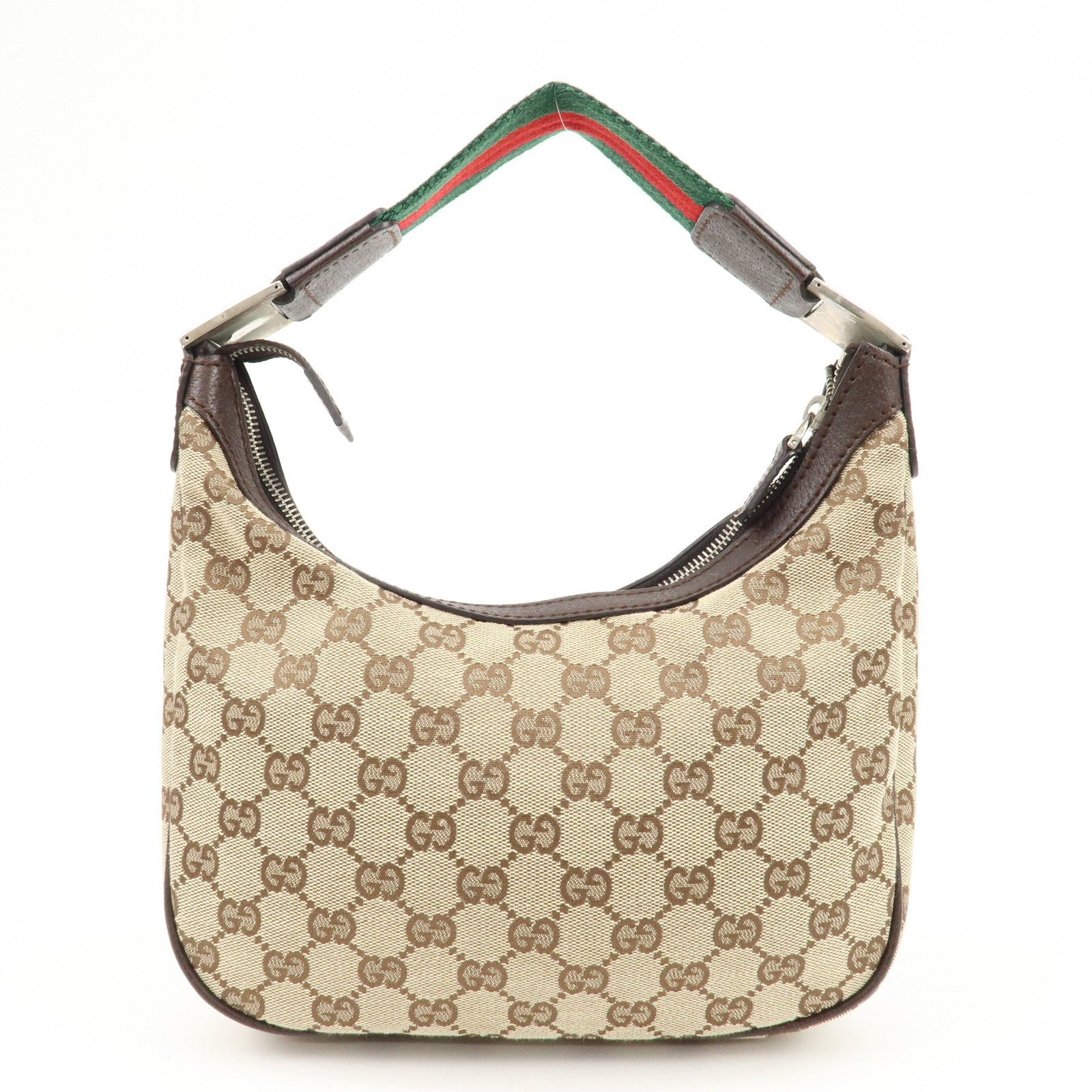 GUCCI Sherry GG Canvas Leather Shoulder Bag Beige Brown 145811 Used