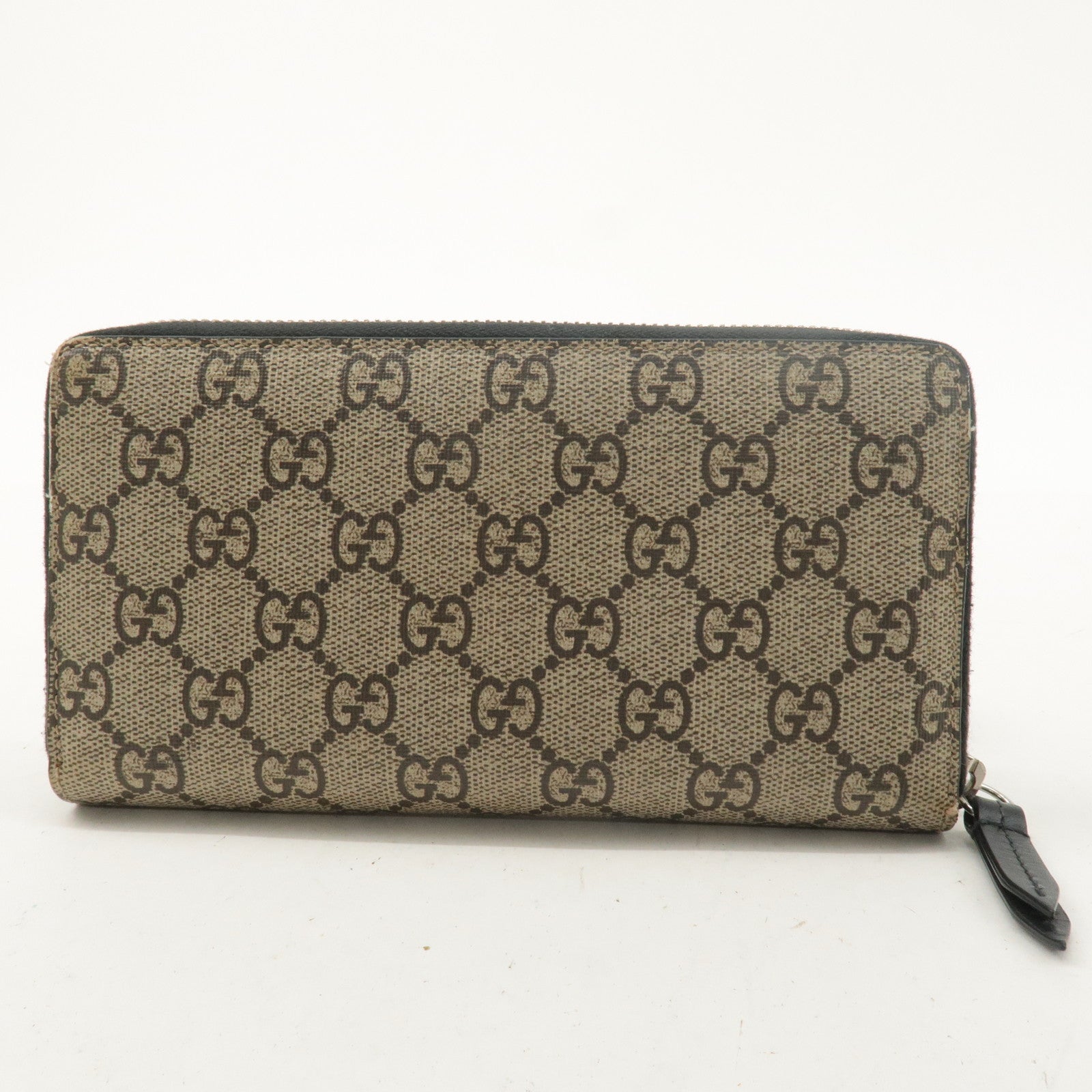 GUCCI GG Supreme Tiger Zip Round Long Wallet Beige Brown 451273