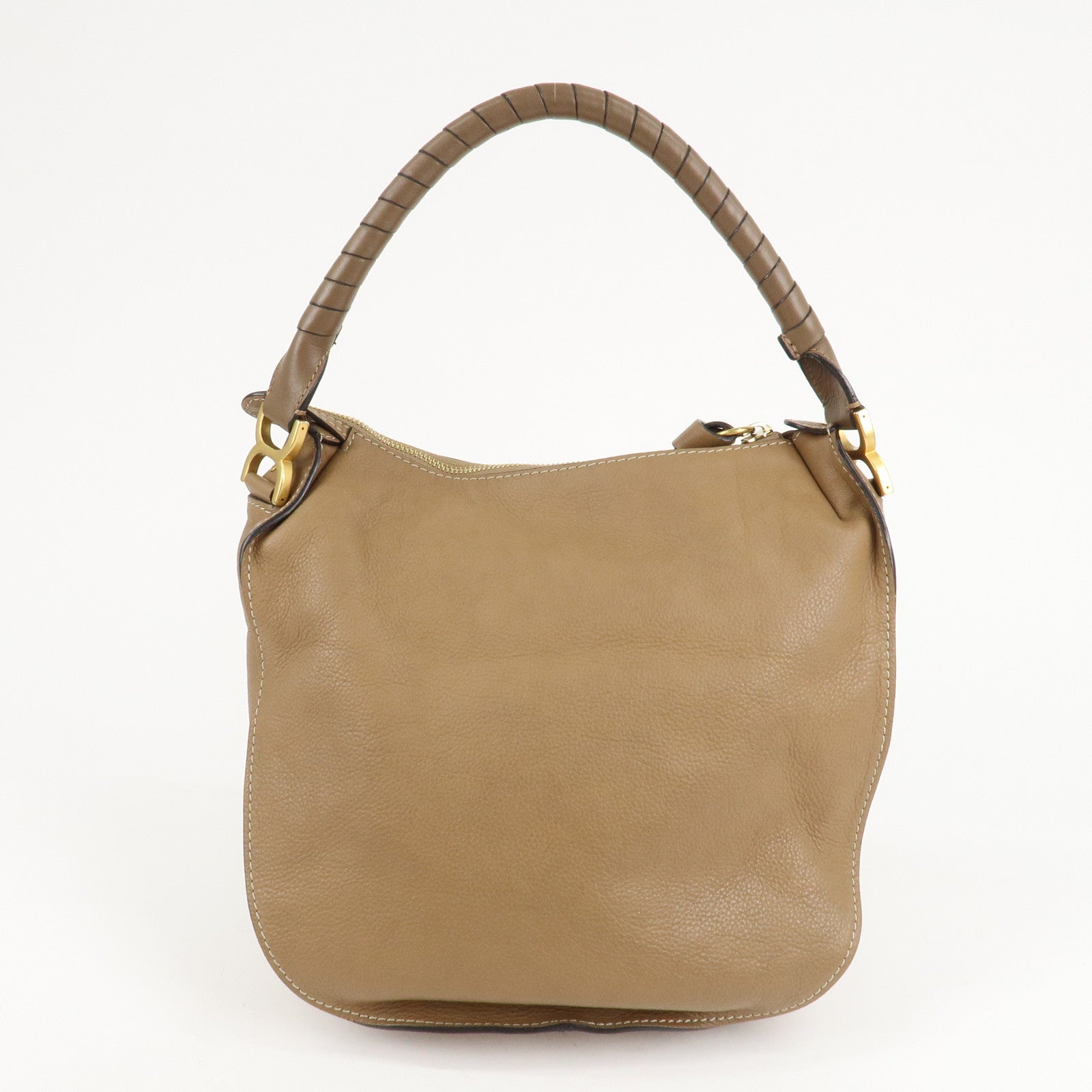 Chloe Marcie Leather Shoulder Bag Hand Bag Beige