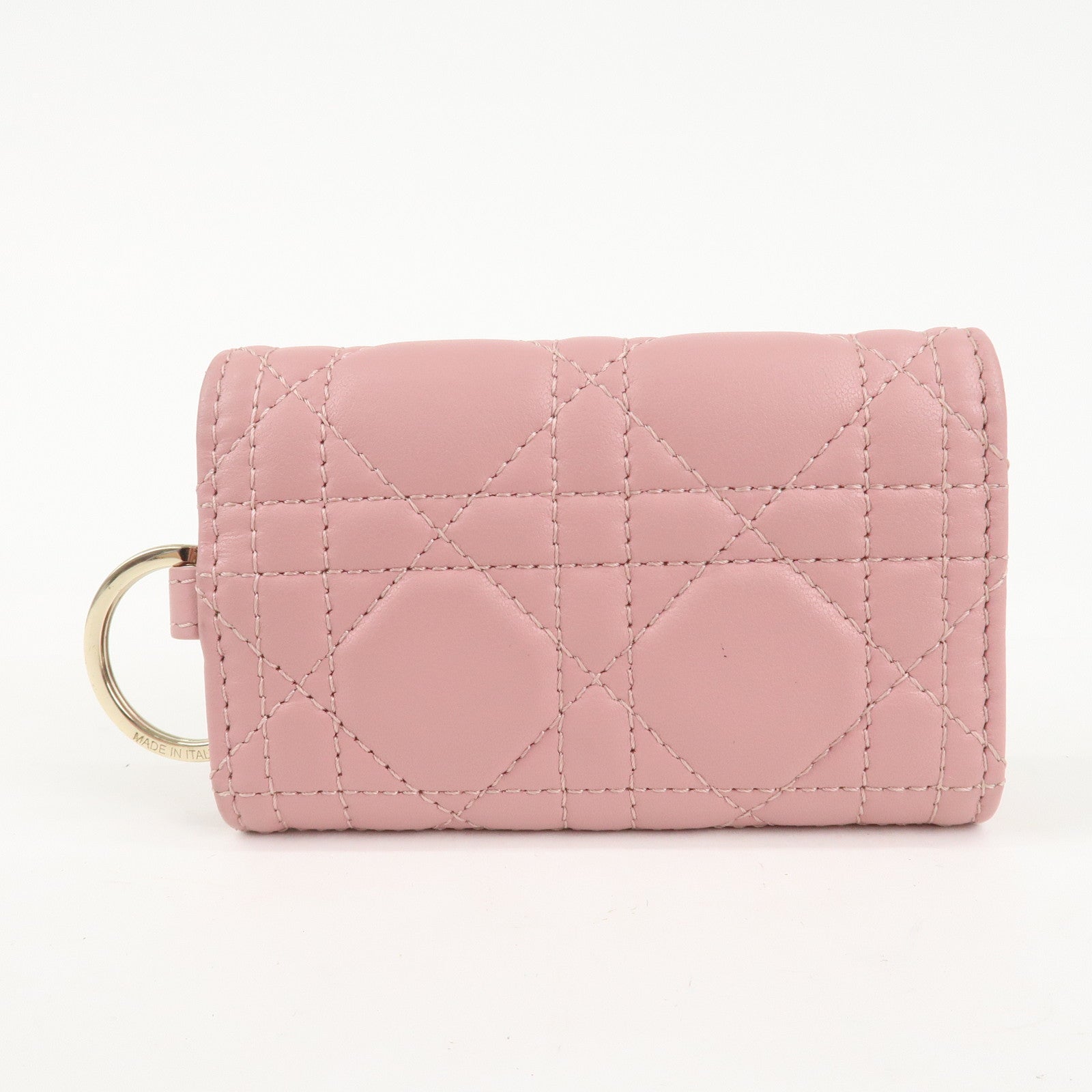 Christian Dior Cannage Leather 4 Key Case Key Chain Pink Used