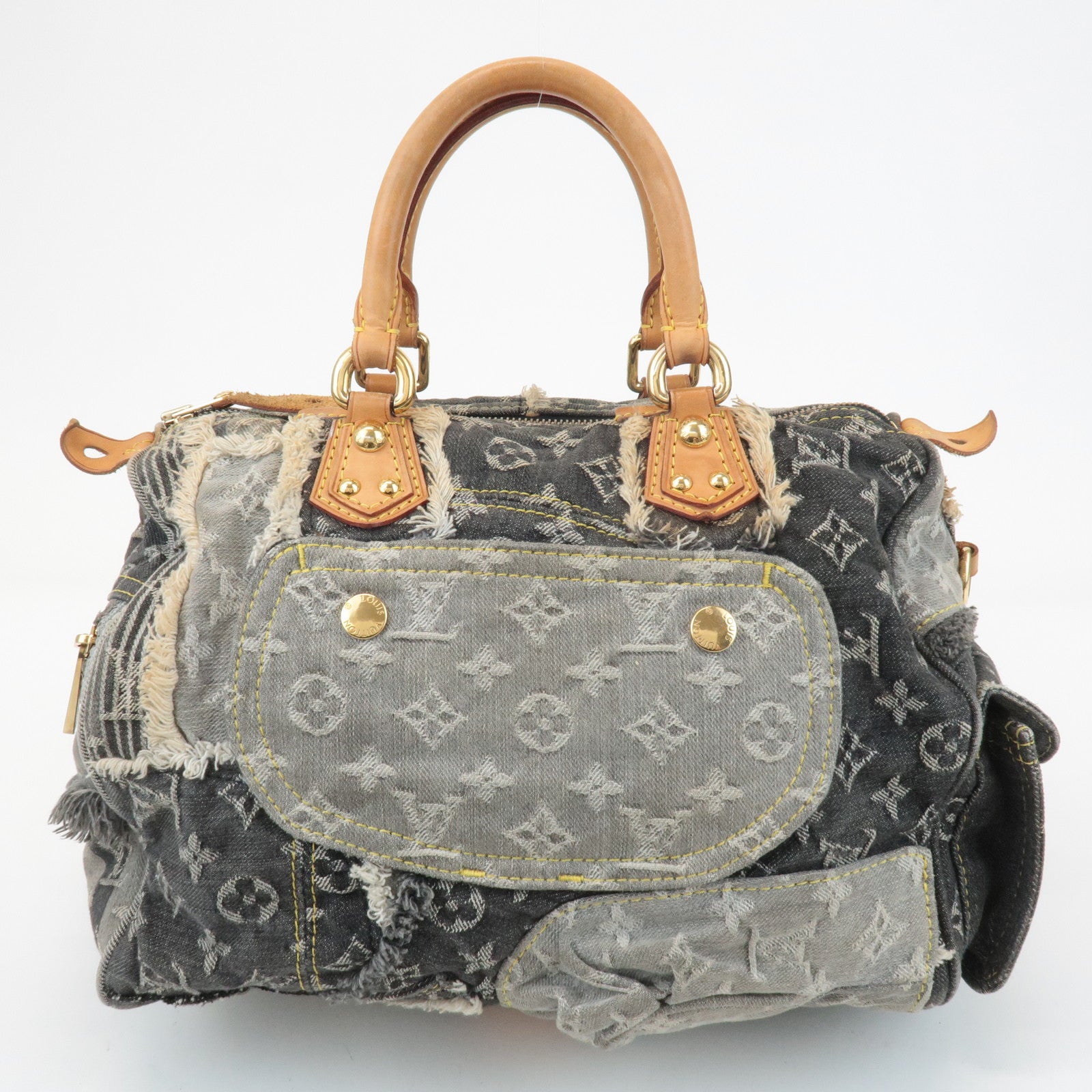 Louis Vuitton Monogram Denim Patchwork Speedy 30 Hand Bag M95381 Used