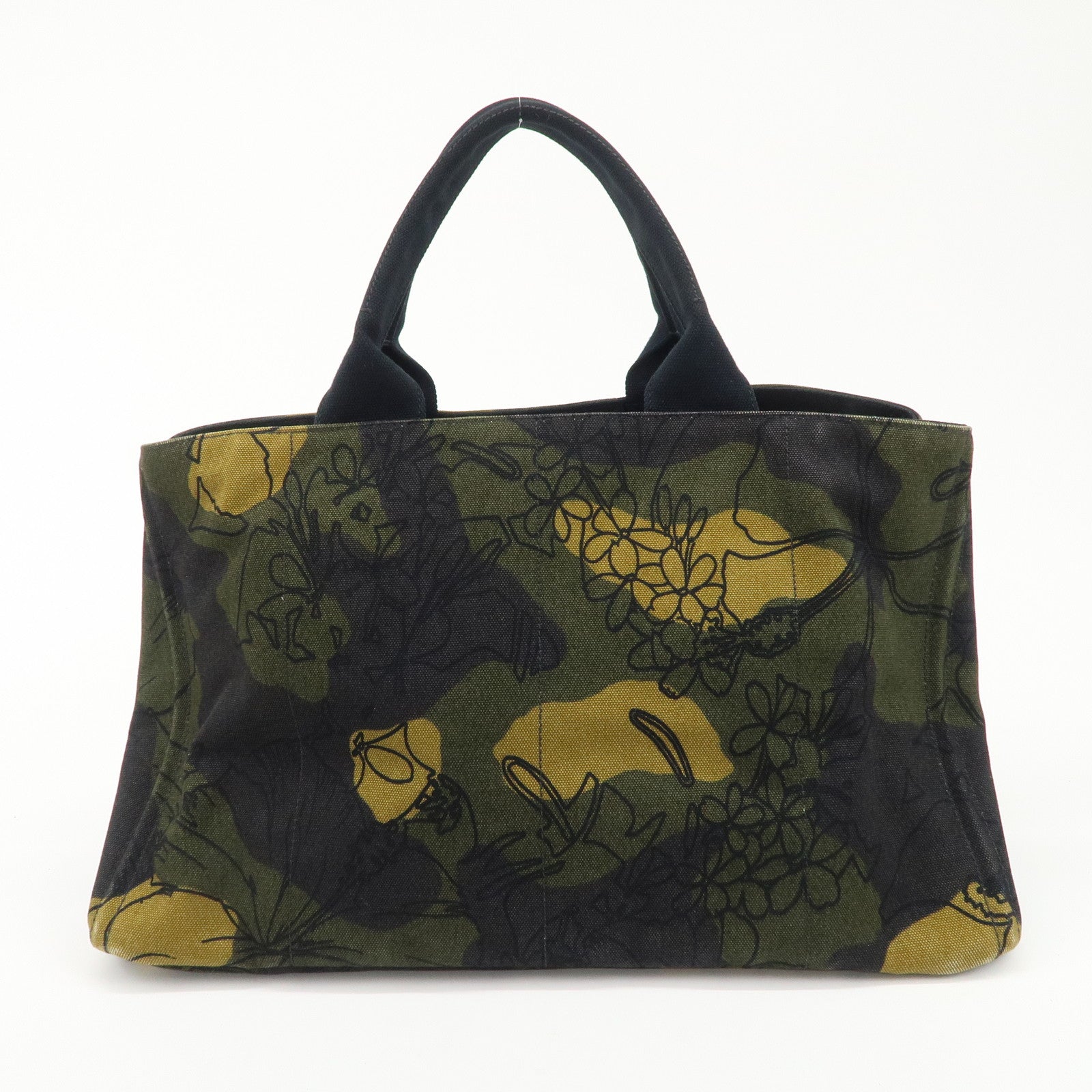 PRADA Logo Canapa Large Canvas Tote Hand Bag Camouflage BN1872 Used