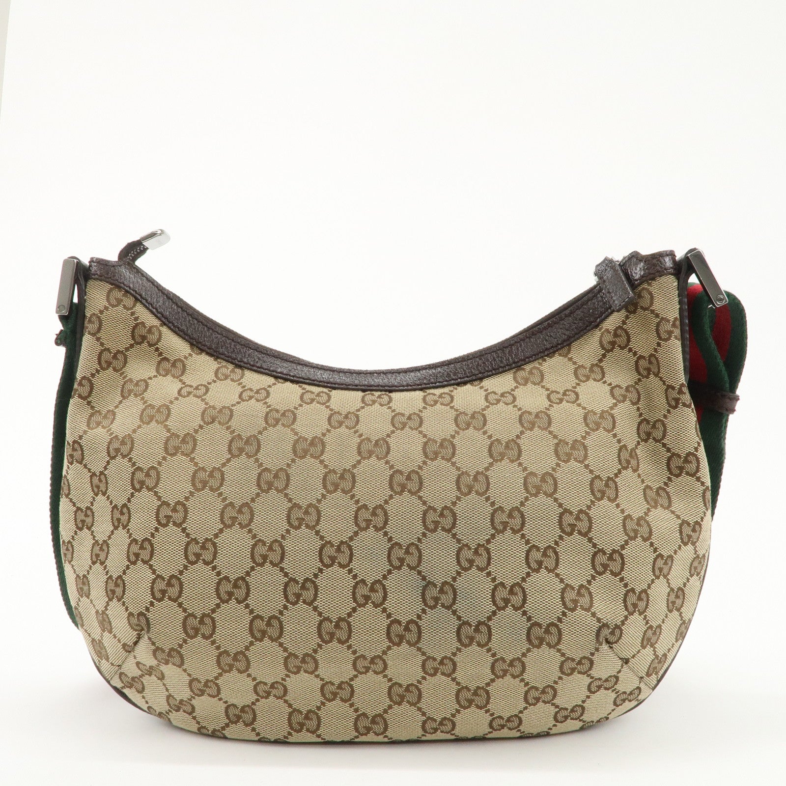 GUCCI GG Canvas Leather Shoulder Bag Beige Brown 181092 Used