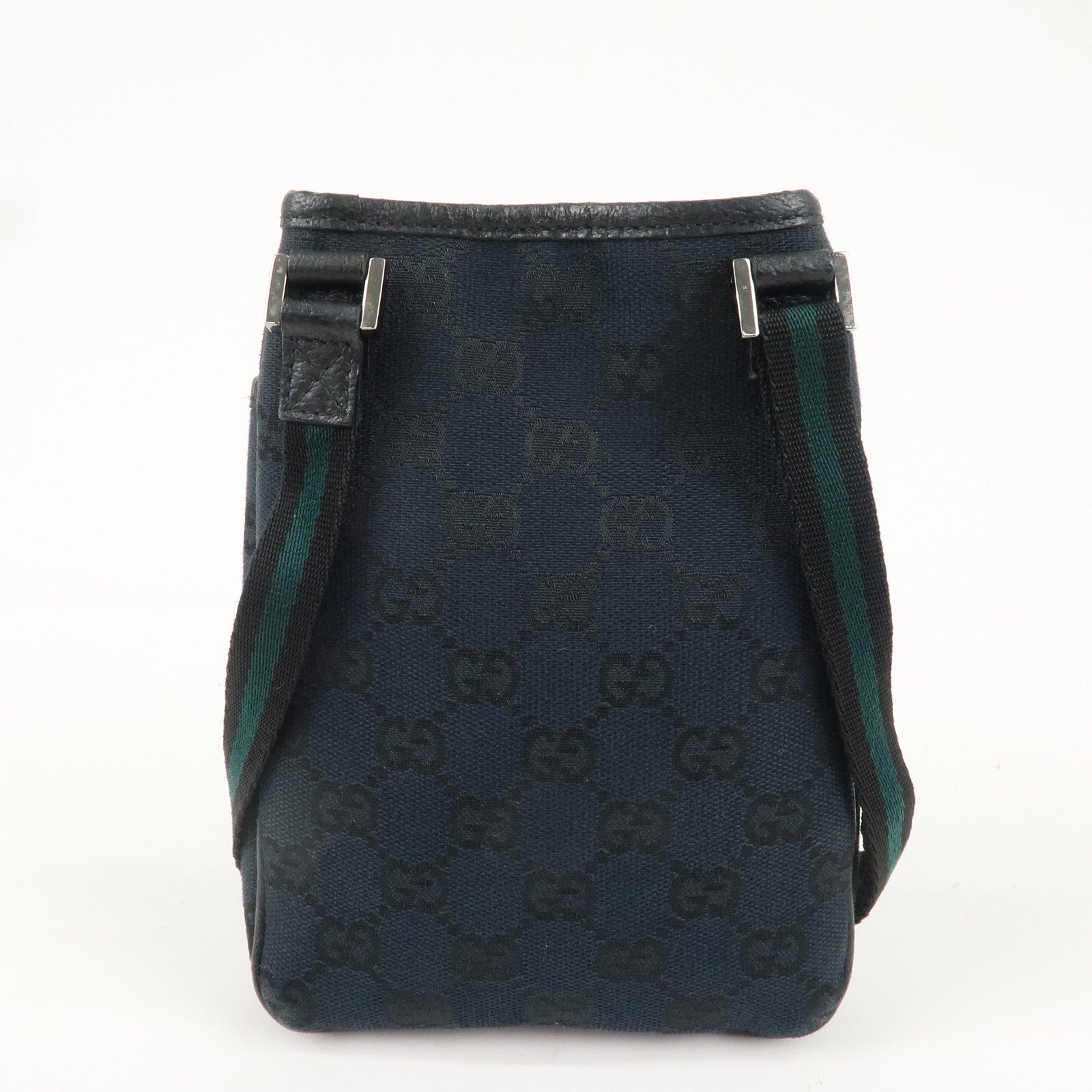 GUCCI Sherry GG Canvas Leather Shoulder Bag Blue Black 141863