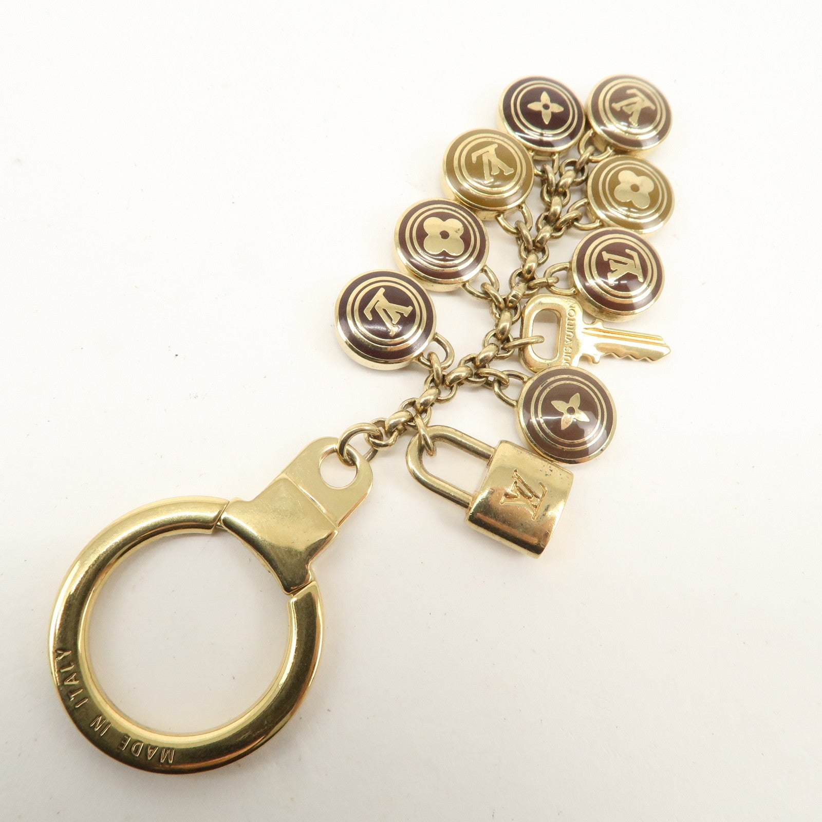 Porte Cles Pastilles Bag Charm Key Charm Gold Brown M65387 Used