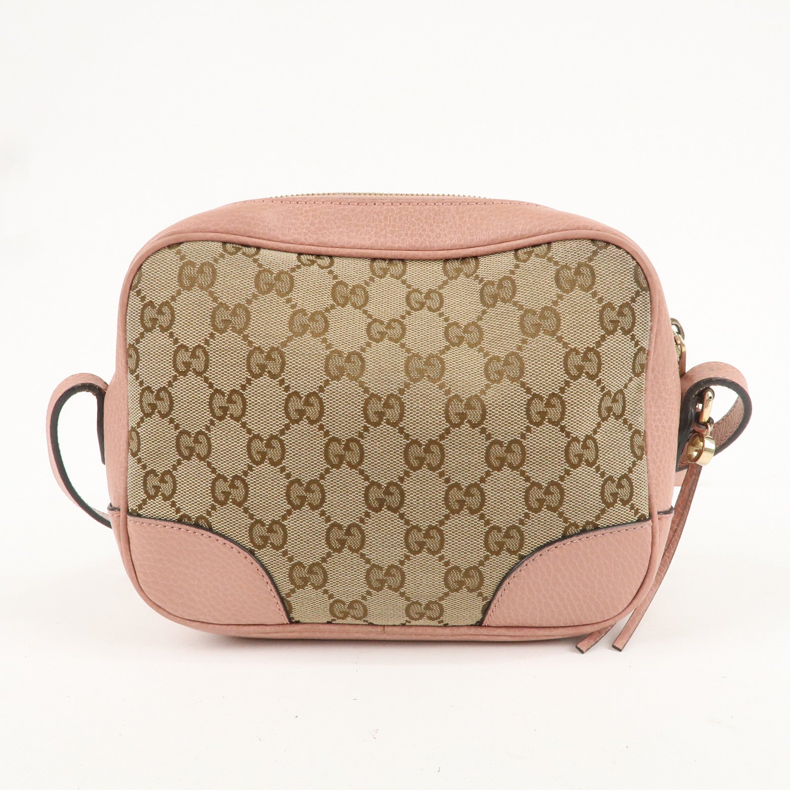 GUCCI GG Canvas Leather Shoulder Bag Beige Pink 449413