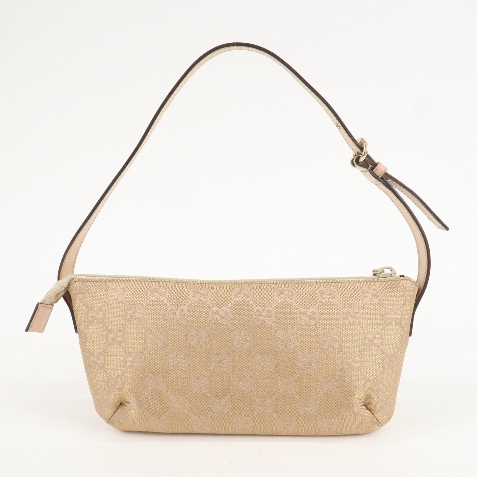 GUCCI GG Canvas Leather Pouch Shoulder Bag Pink Beige 190393 Used