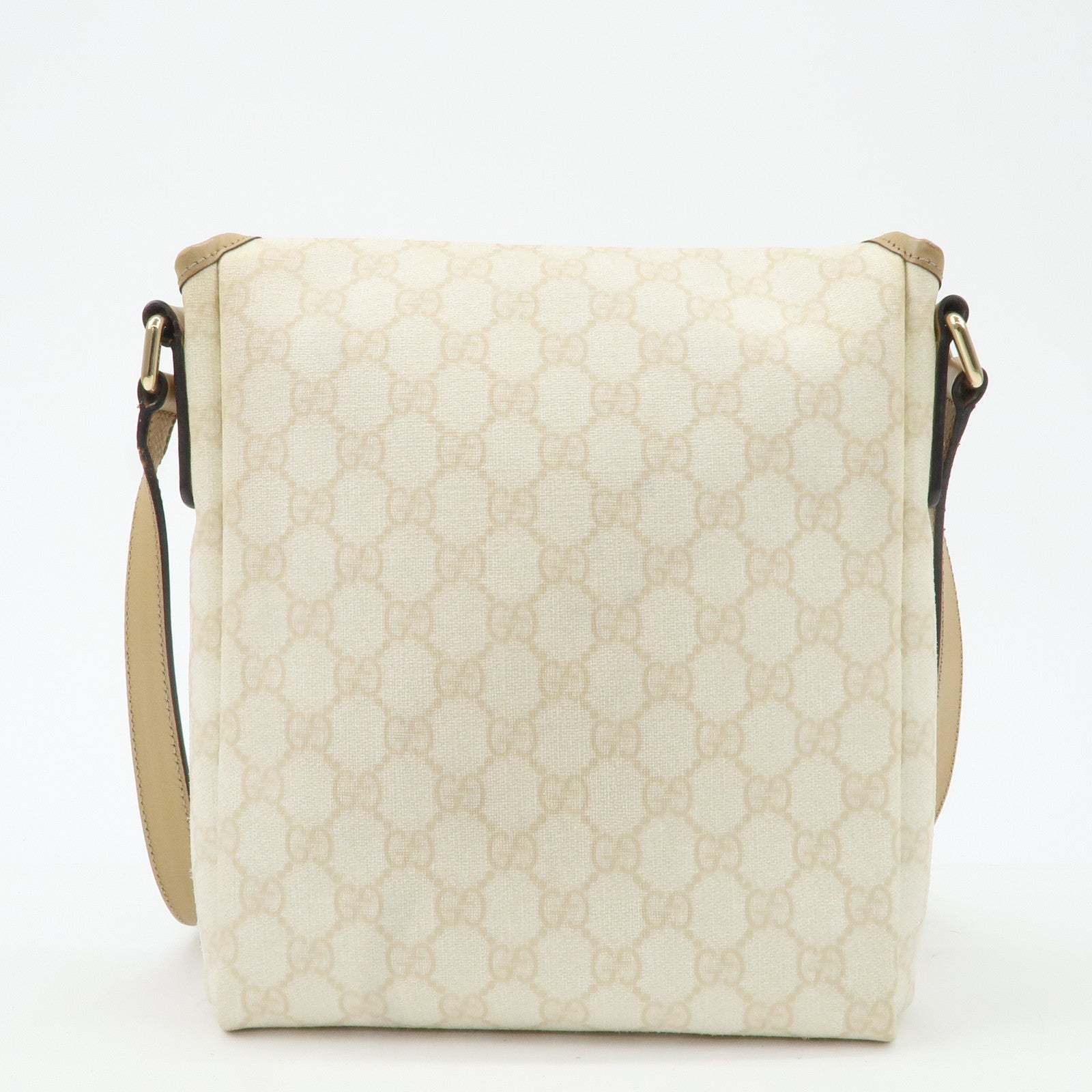 GUCCI GG Supreme Leather Shoulder Bag Ivory Light Brown 223666 Used