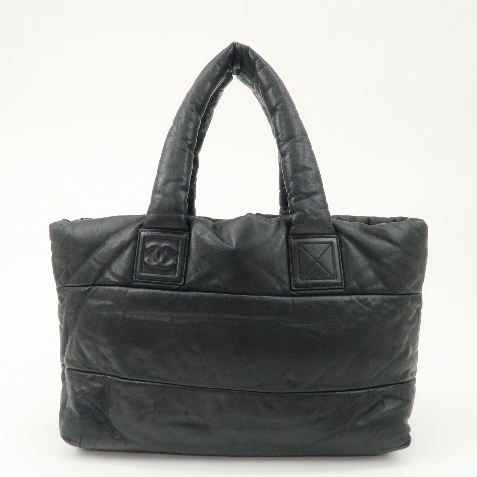 CHANEL COCO Cocoon Lamb Skin Tote Bag Shoulder Bag MM Black A47107