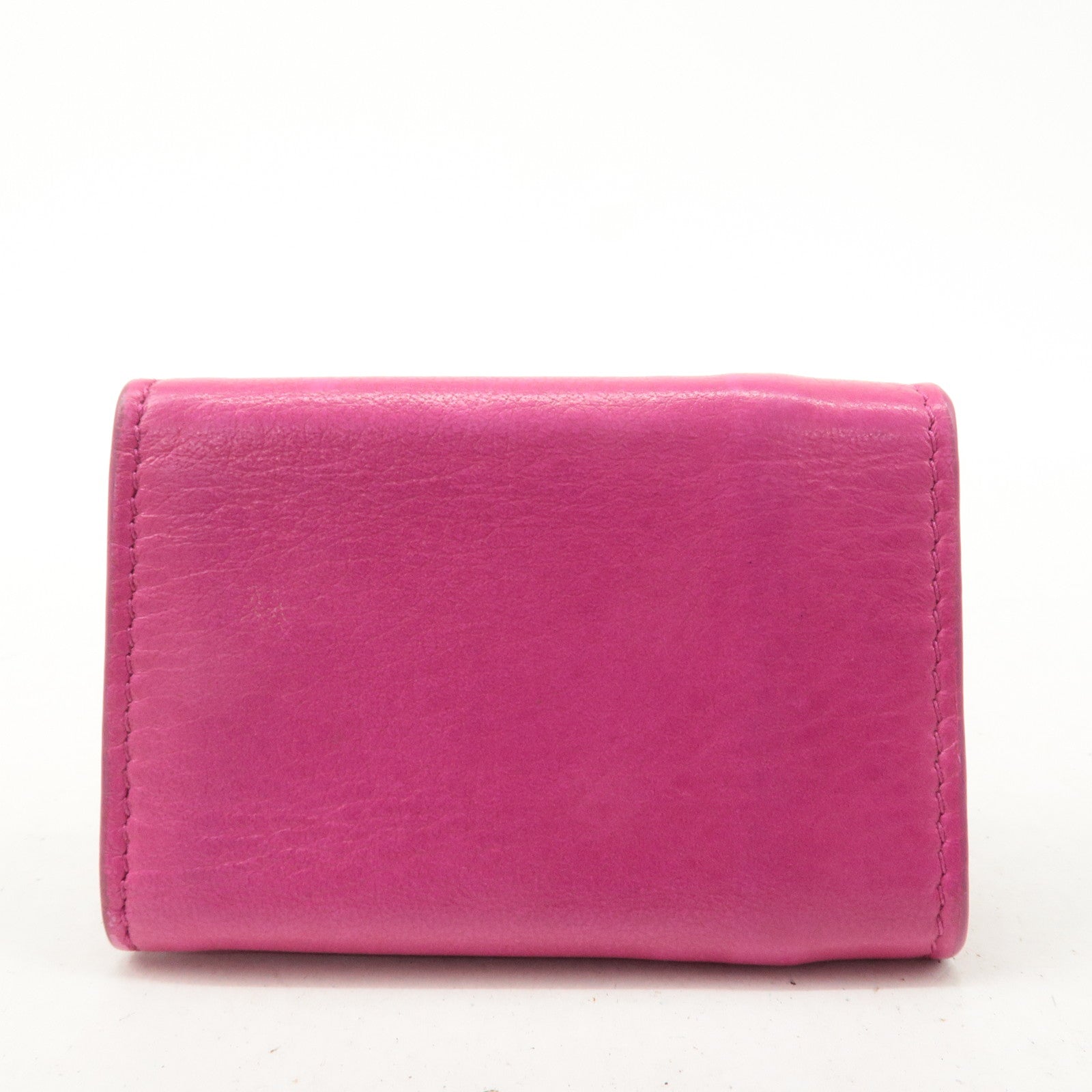 BALENCIAGA Leather Paper Mini Wallet Rose Magenta 391446