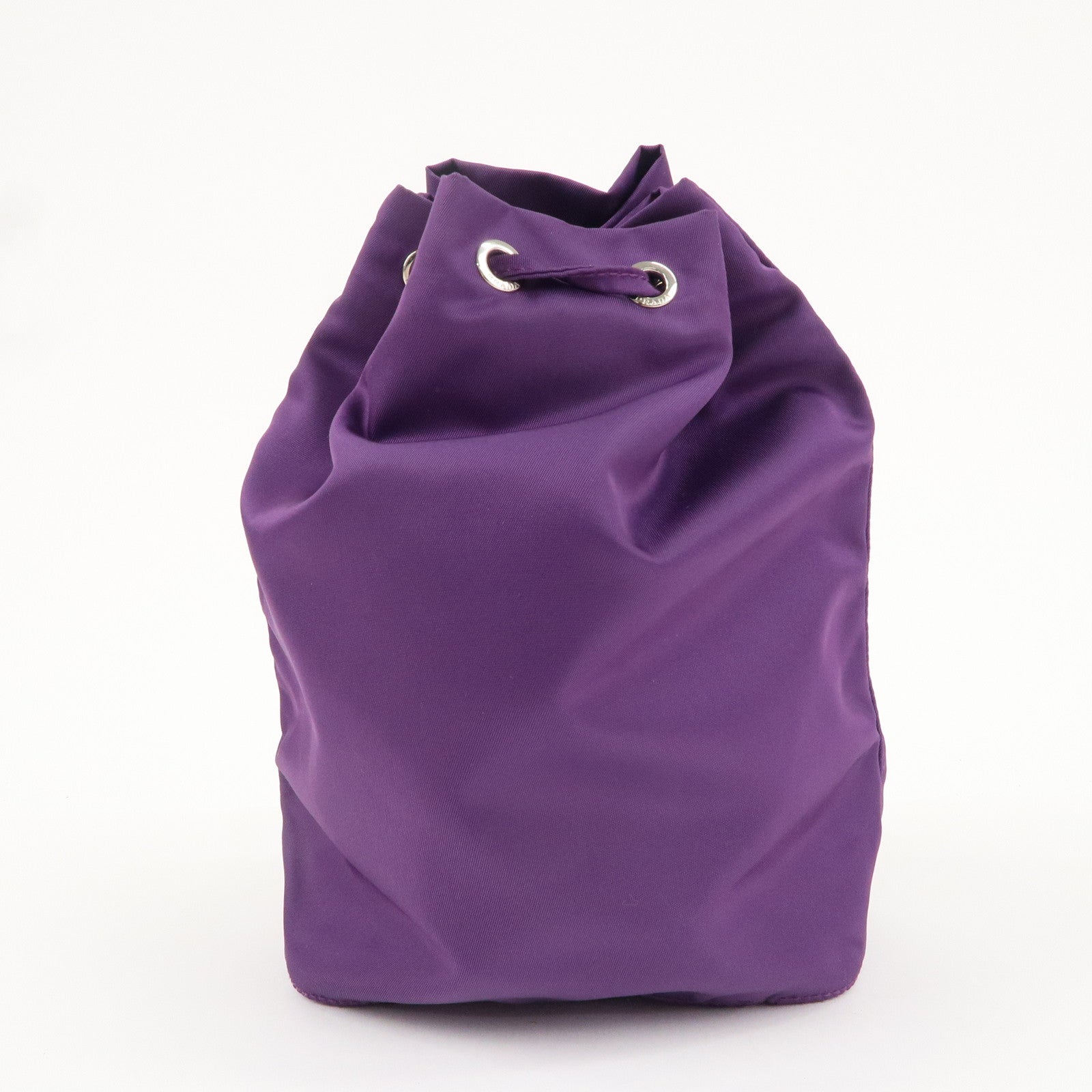 PRADA Nylon Leather Drawstring Pouch Purple 1NA369