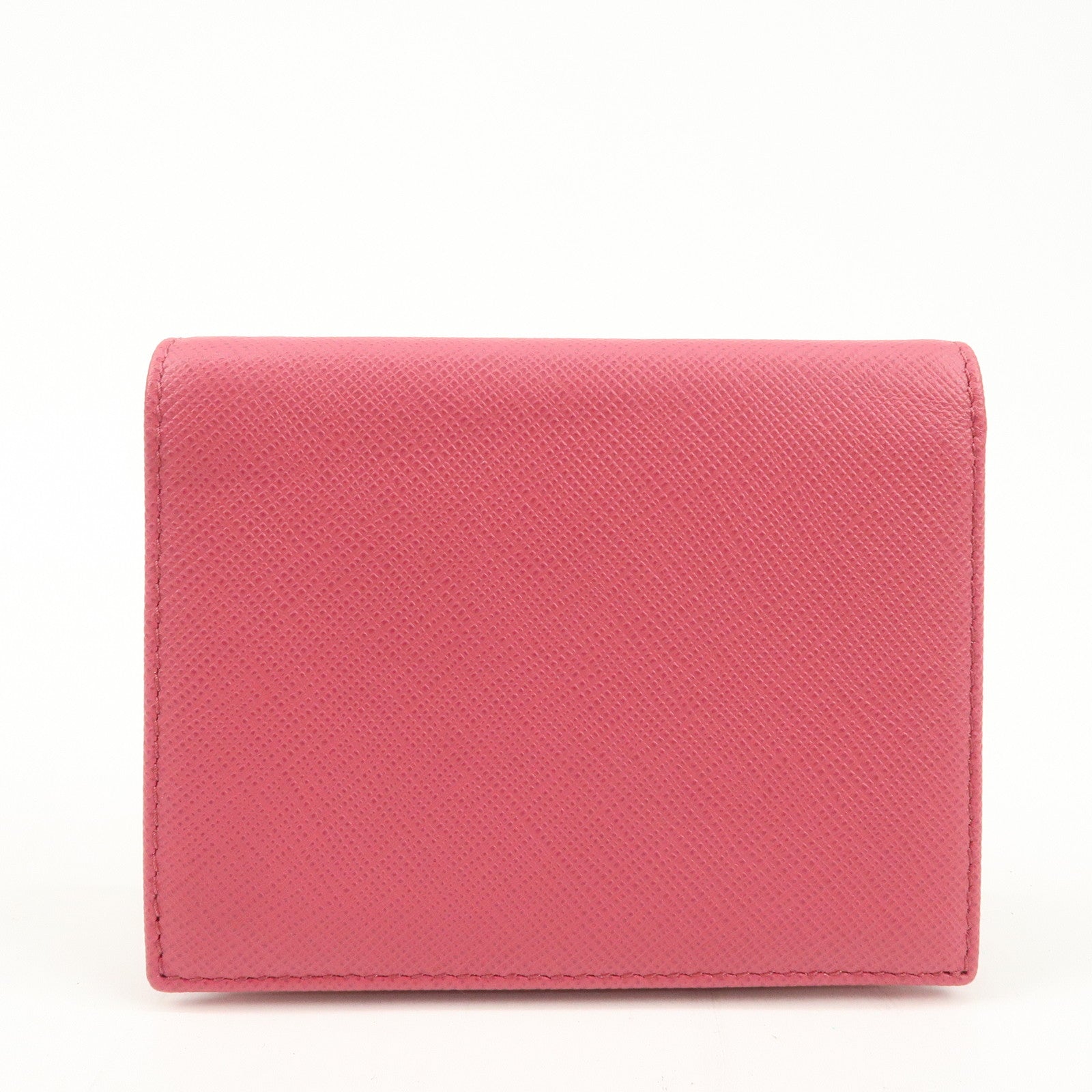 PRADA Logo Saffiano Leather Bi-Fold Wallet Pink 1MV204